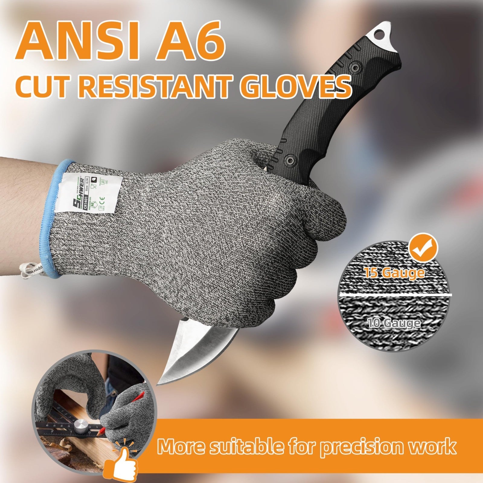 Cut Resistant Gloves   ANSI A6, Food Grade, Non PFAS, Kitchen Prep, Meat & Fish3