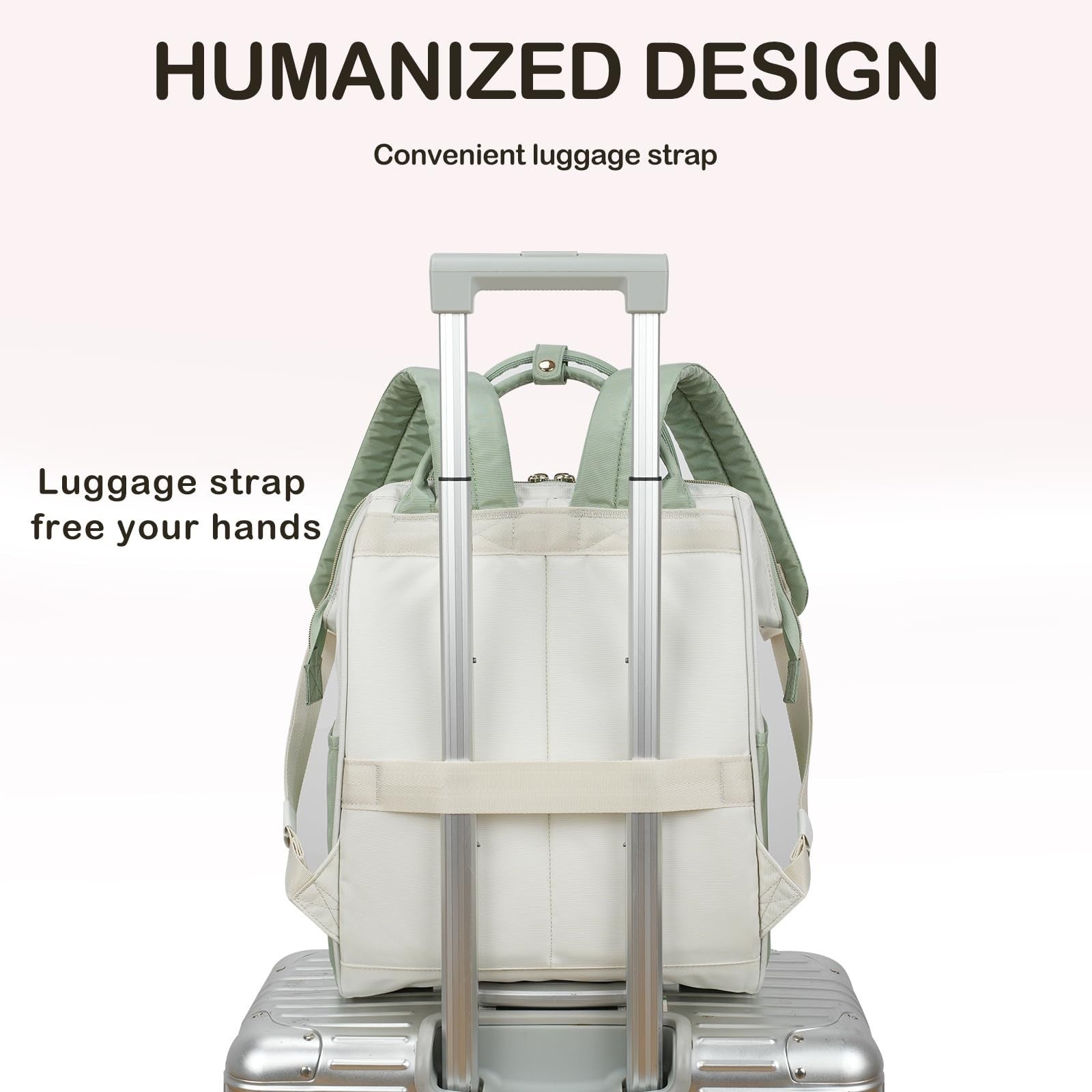 Stylish 17" Water-Repellent Laptop Backpack for College, Travel & Work - Beige/L4