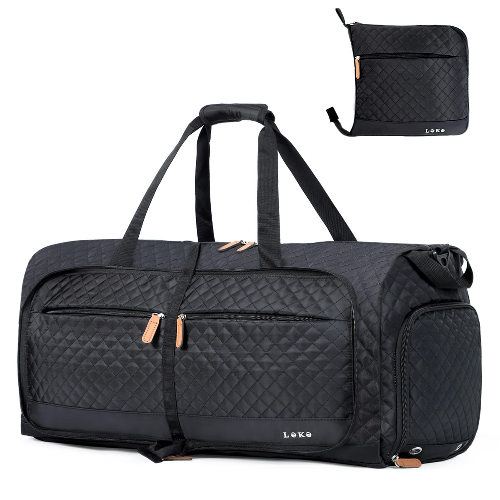 Large 80L Foldable Travel Duffel Bag with Shoe Compartment & Straps - Weekend Ca1