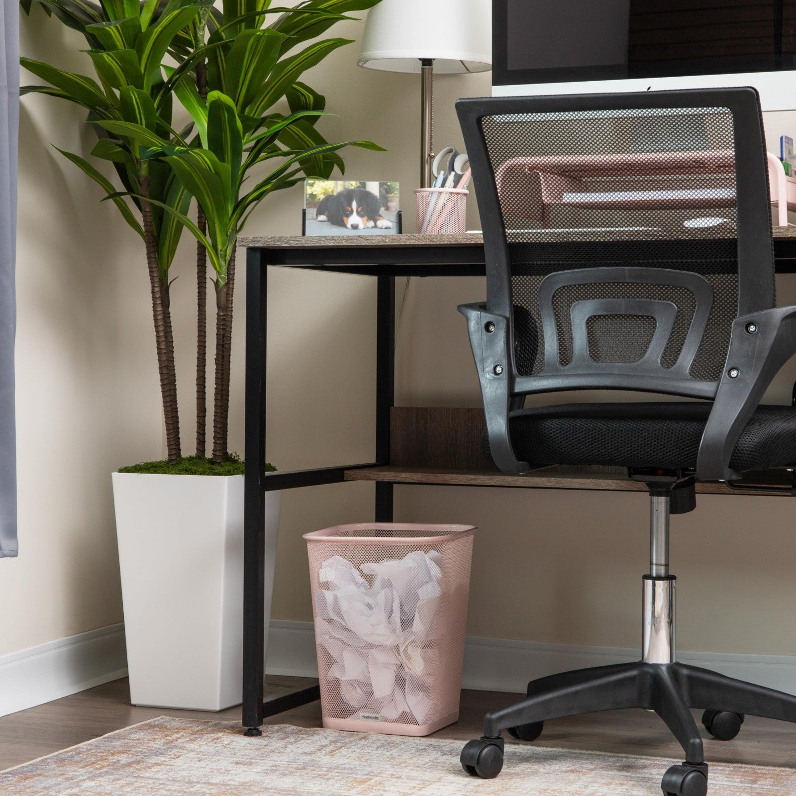 Pink Mesh Trash Can Set of 2, 5 Gallon, Stylish Waste Bins for Home Office6