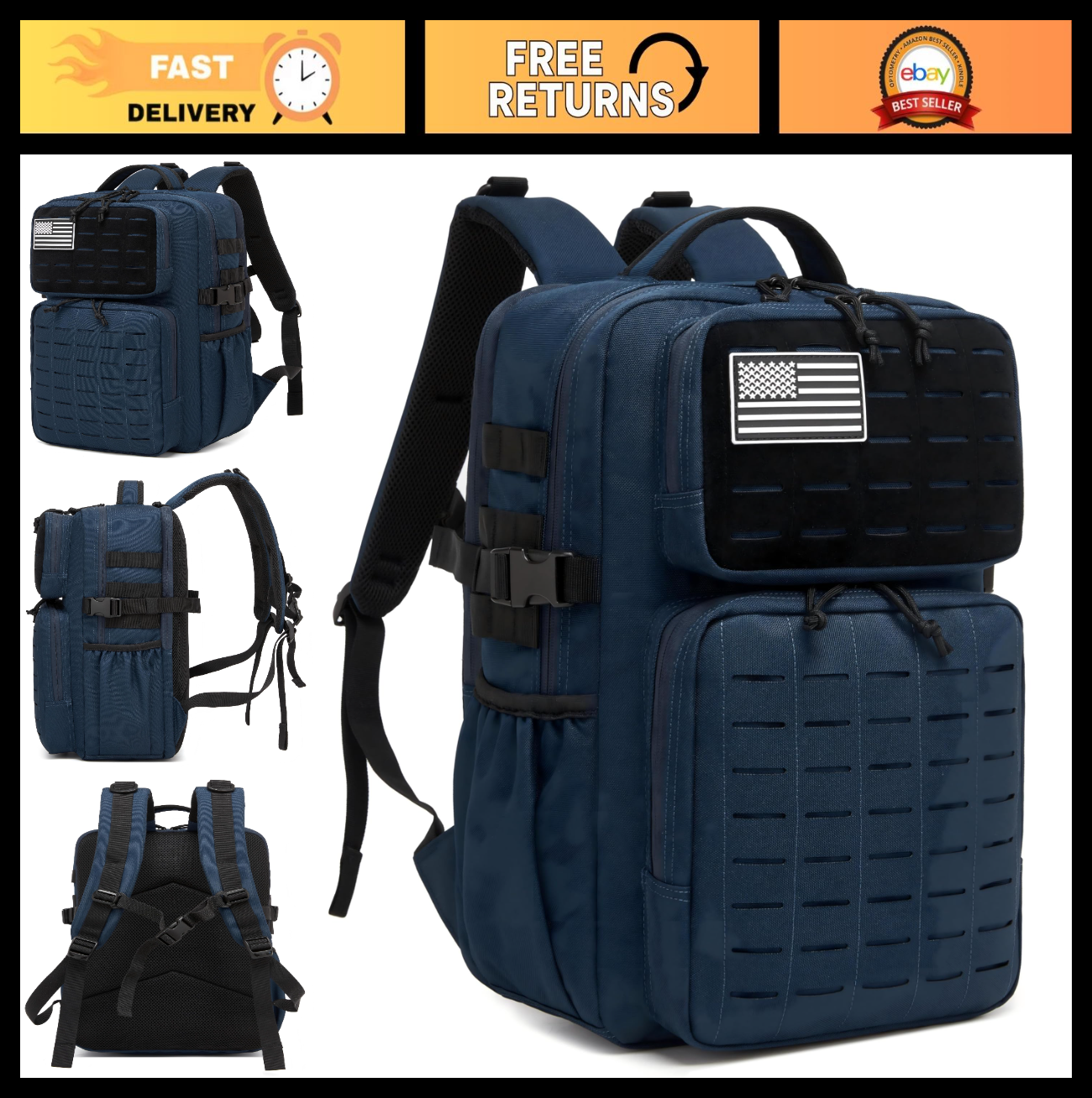 Waterproof Military Tactical Backpack 25L, MOLLE Assault Pack, Daypack with Wate0
