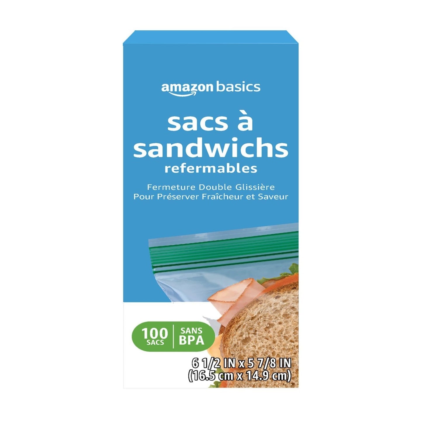 Reclosable Double Zipper Sandwich Storage Bags, BPA Free, 100 Count   Food Stora2