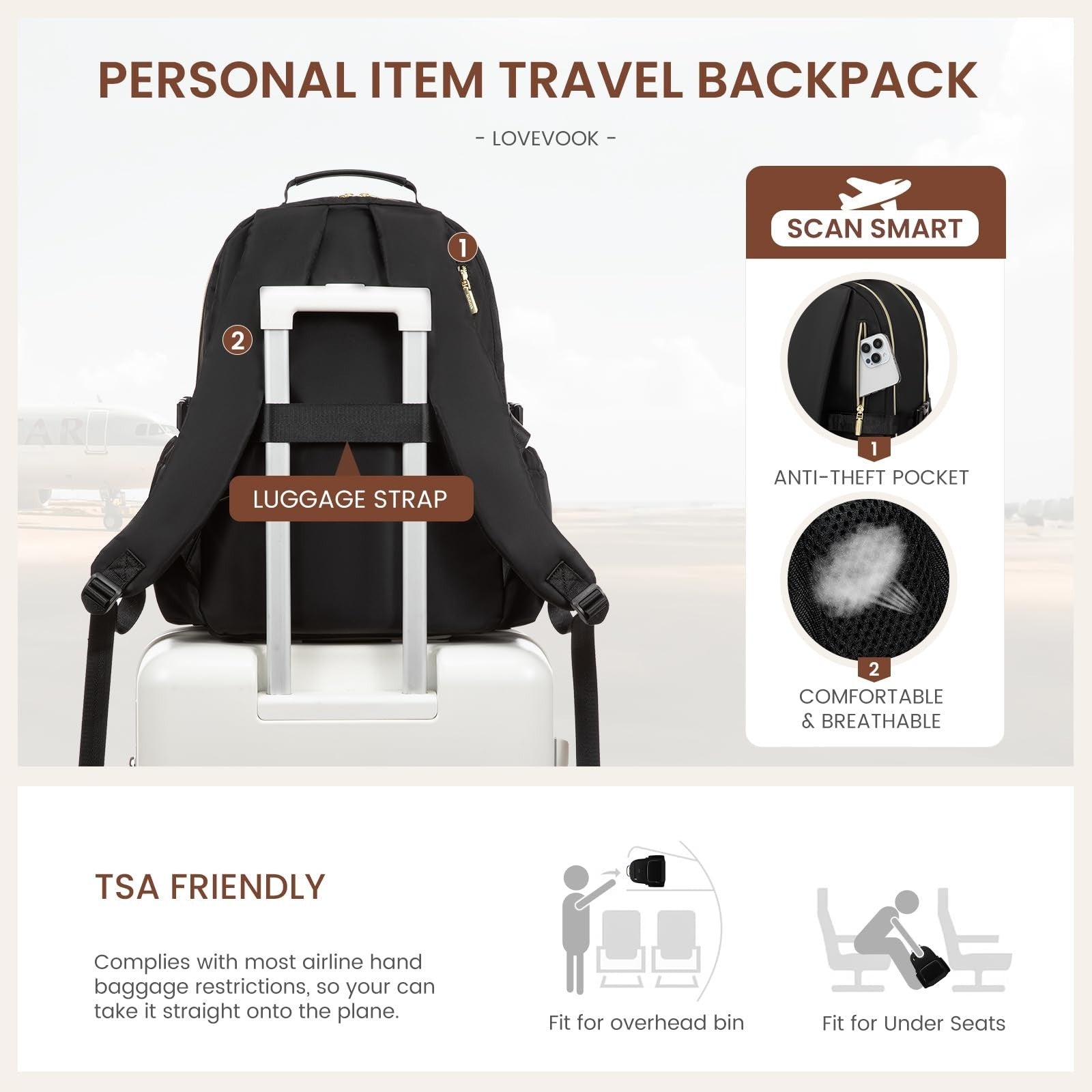 Stylish Waterproof Laptop Backpack for Women, 15.6" Large Capacity, Travel Purse5