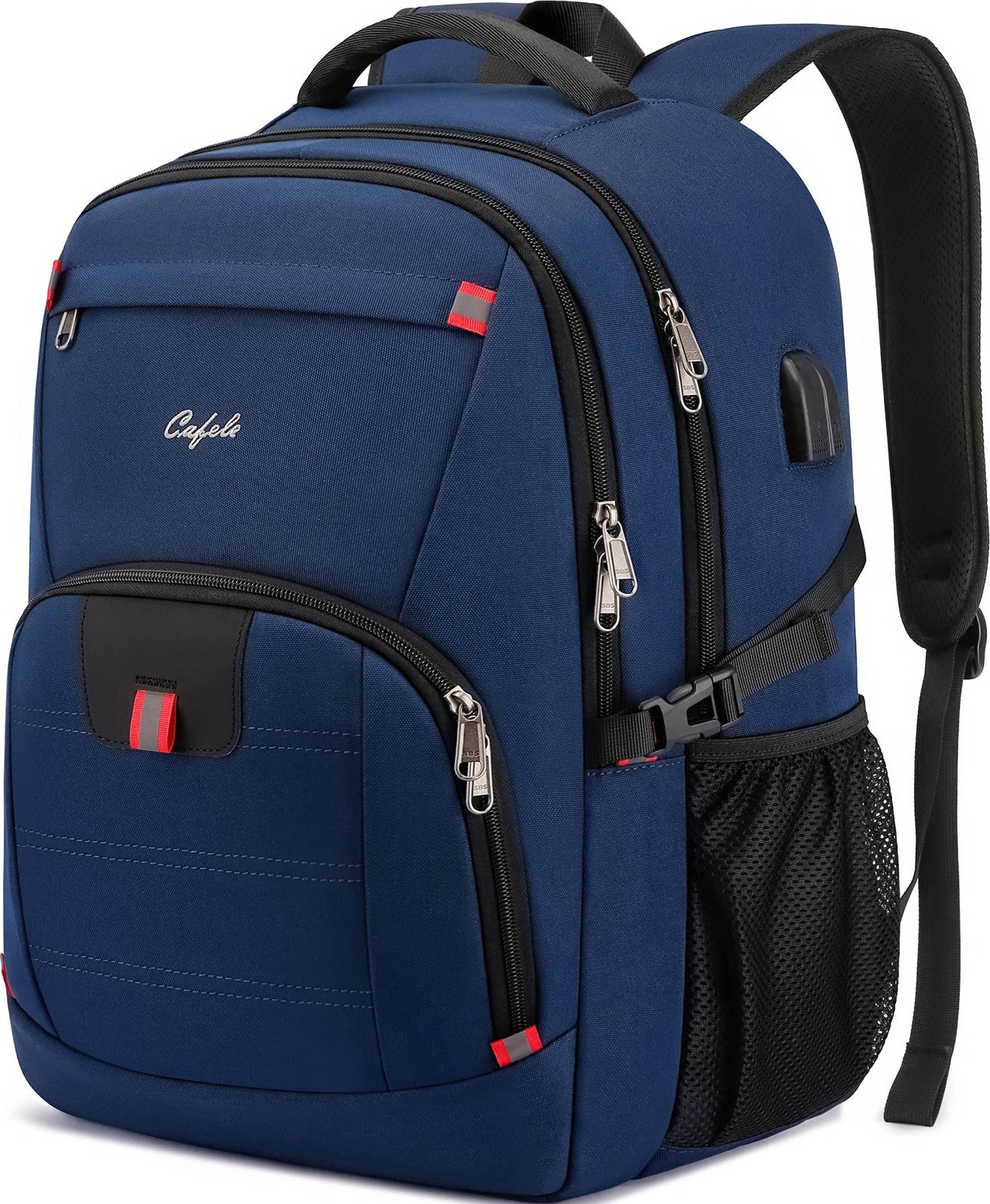 Water Resistant 17.3" Laptop Backpack   College School Bookbag, USB Charging Por1