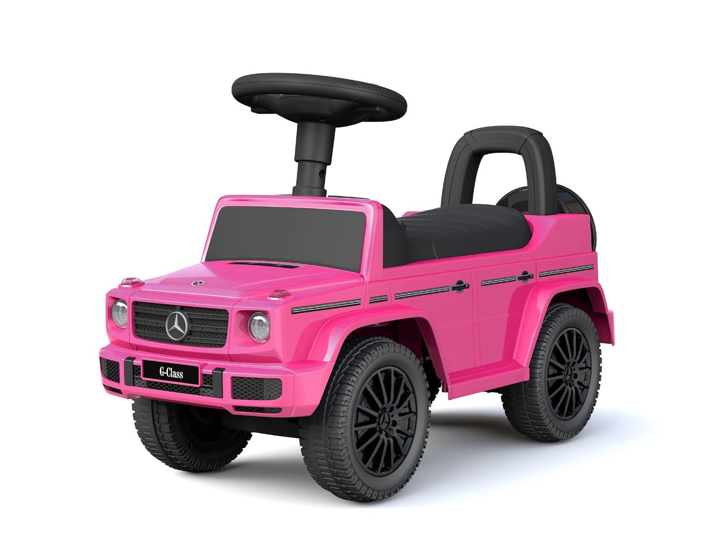 Kids Ride-On Car Stroller, Mercedes G-Wagon Push Car with Lights & Music, Pink,1