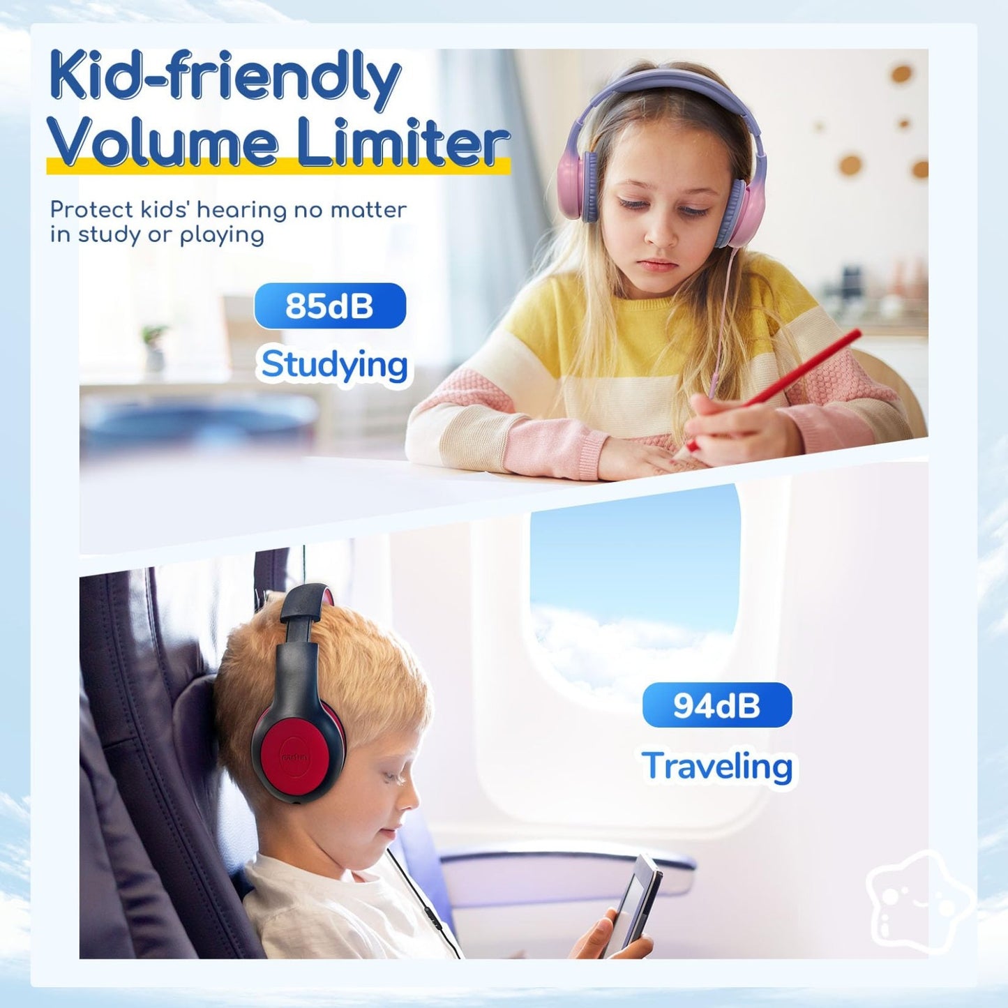 Wired Kids Headphones with Mic, USB Type C, Volume Limit 85/94dB, Portable Folda4