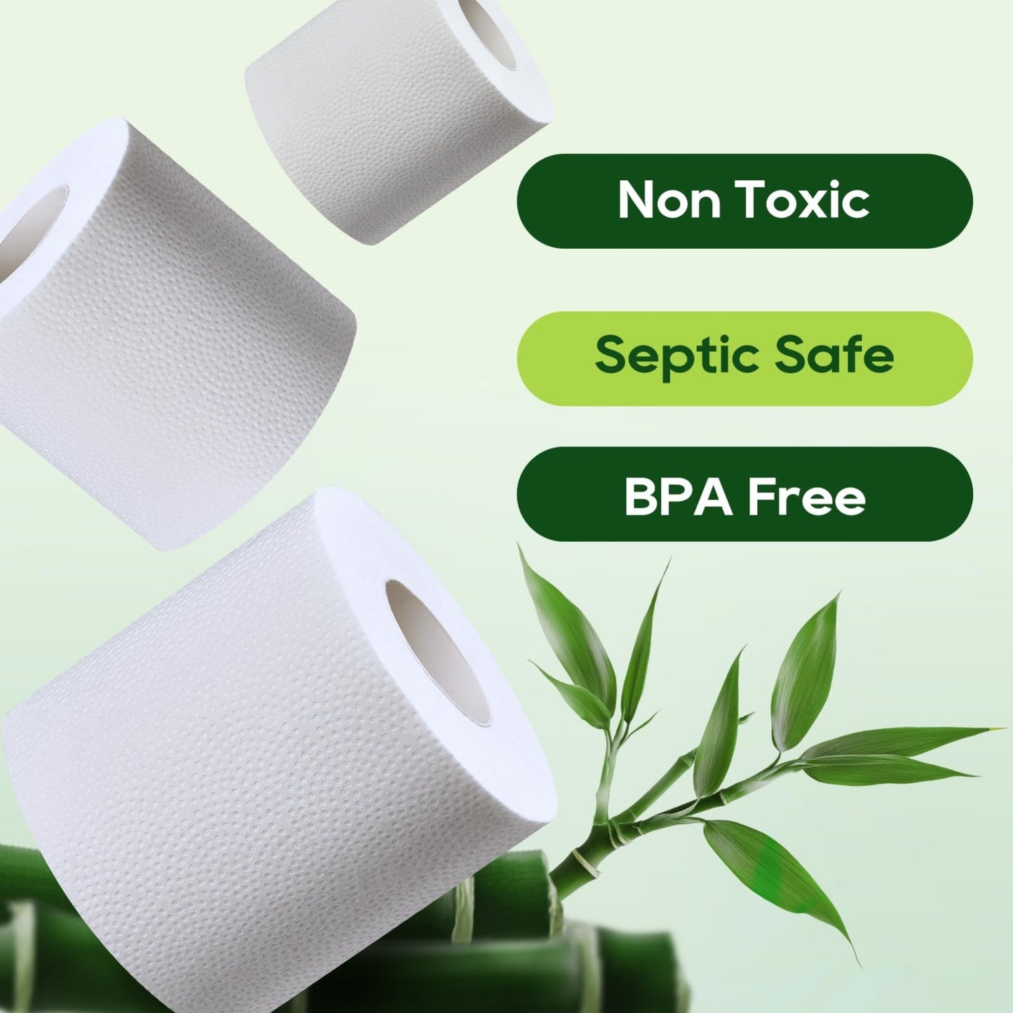 Eco Friendly Bamboo Toilet Paper   24 Double Rolls, 2 Ply, Soft & Absorbent, Sep2