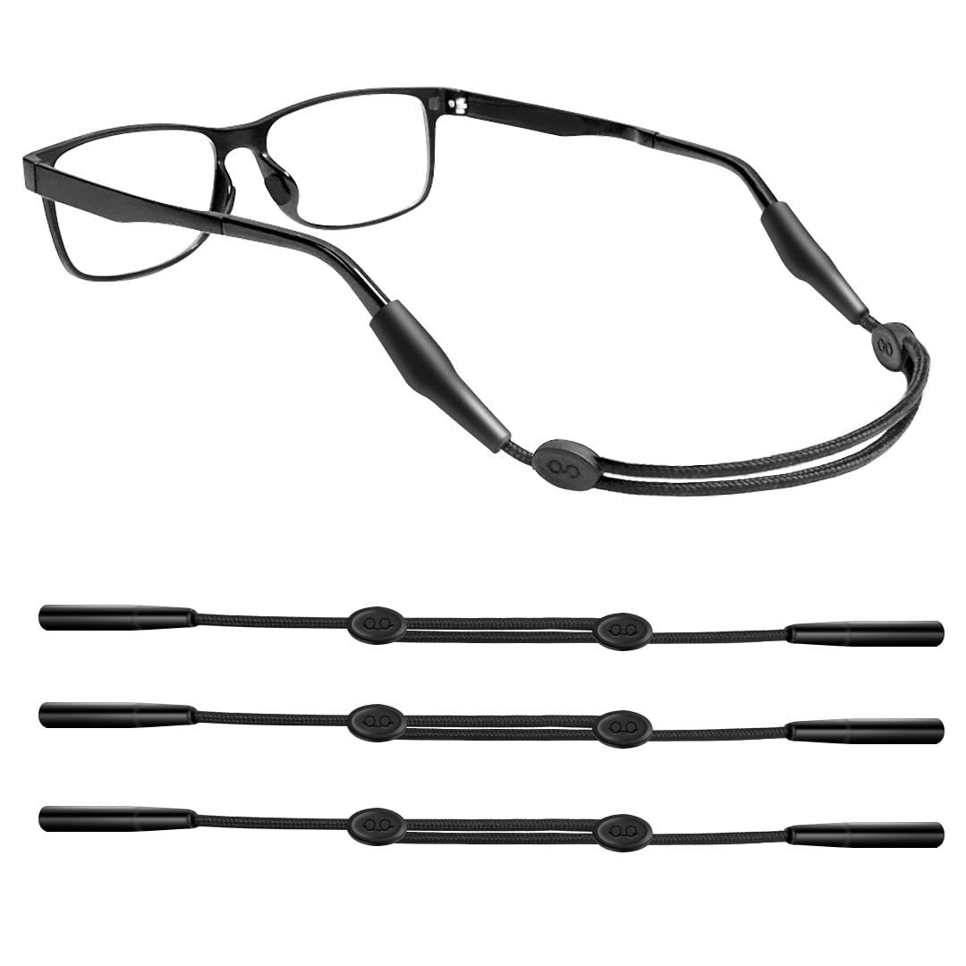 Adjustable Non-Slip Glasses Strap Lanyard - 3 Pack for Kids & Adults, Black8