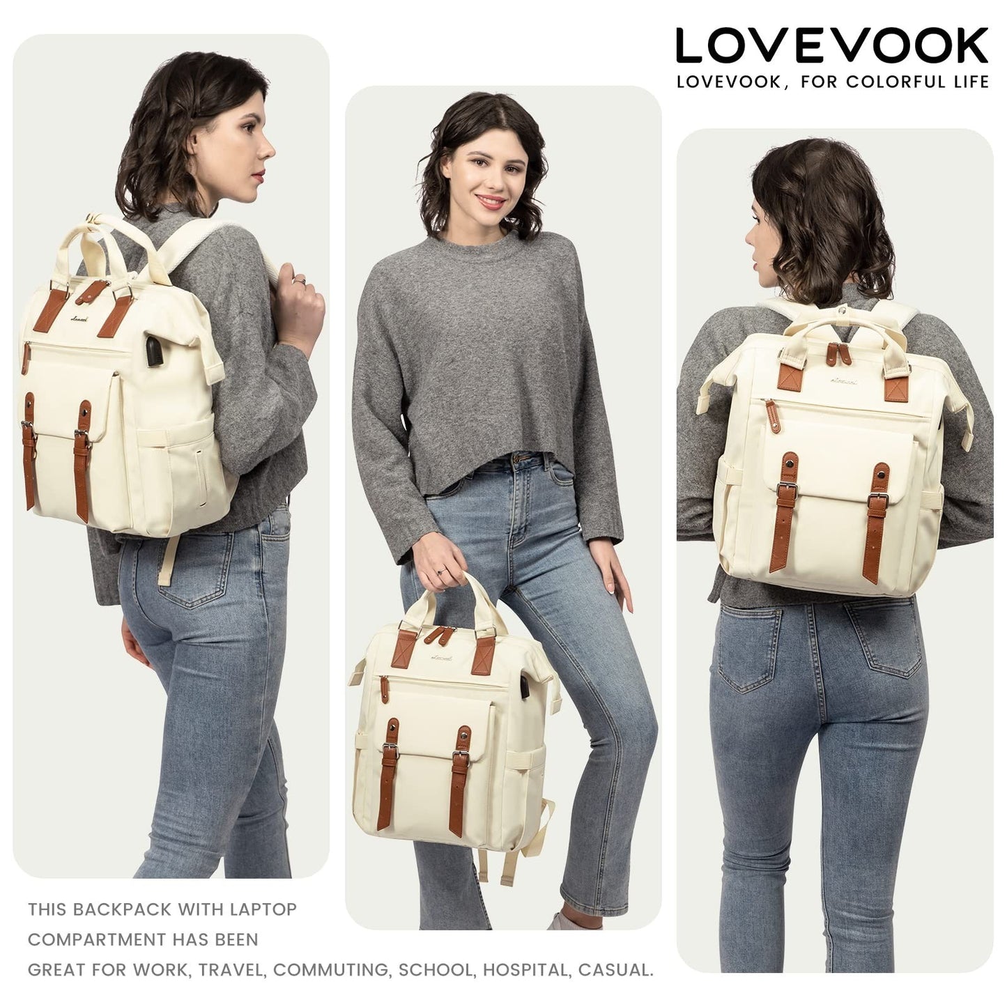 Stylish 15.6" Laptop Backpack for Women   Work, Travel, College, Business Bag, B6