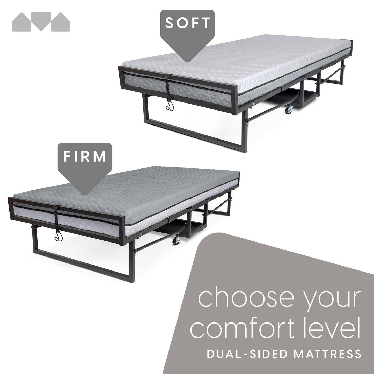Deluxe Twin Folding Bed with Mattress, Portable Rollaway Bed, Bonus Pillow & Bla13