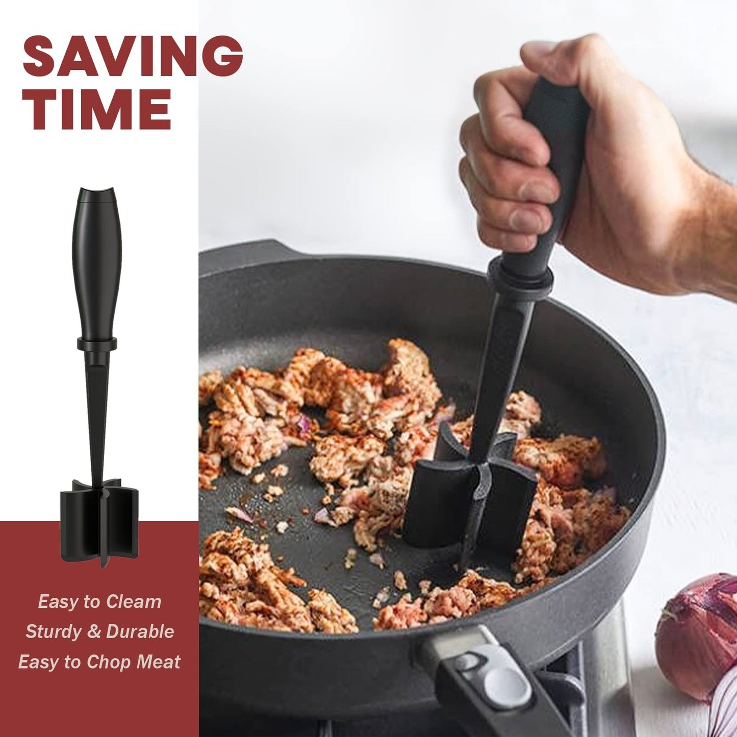 Meat Chopper & Hamburger Grinder Tool   Heat Resistant, 5 Nylon Blades, Dishwash4