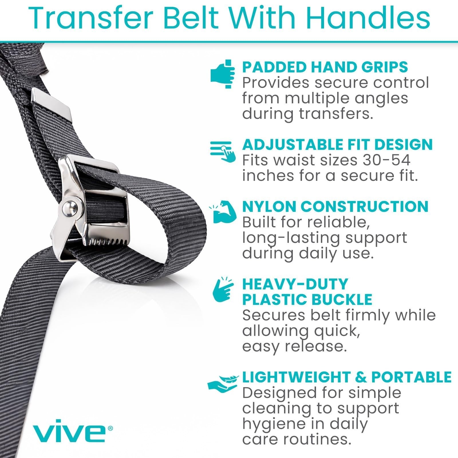 Transfer Gait Belt 350lbs   Patient Assist Safety Strap with Handles, Quick Rele2