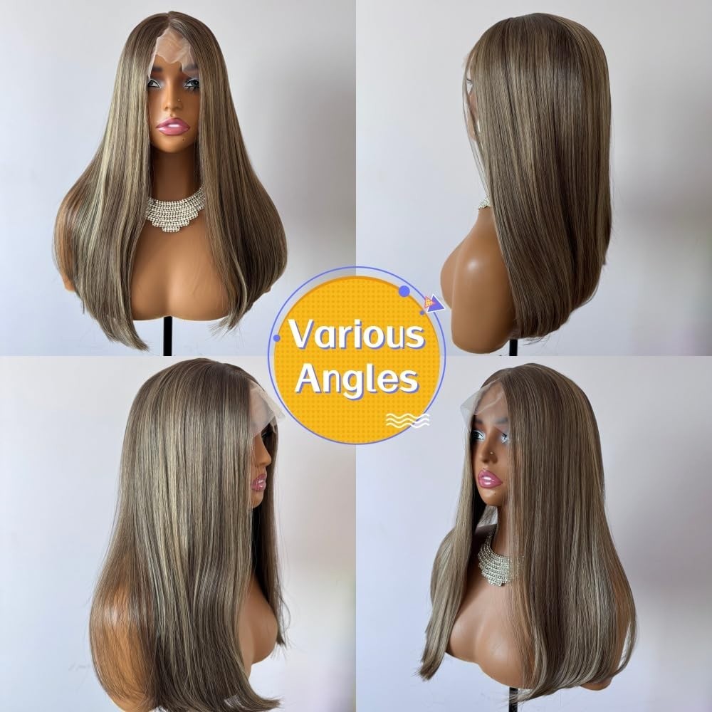 Chestnut Blonde Lace Front Wig with Dark Roots - Glueless, Pre-Plucked, 13x4 HD3