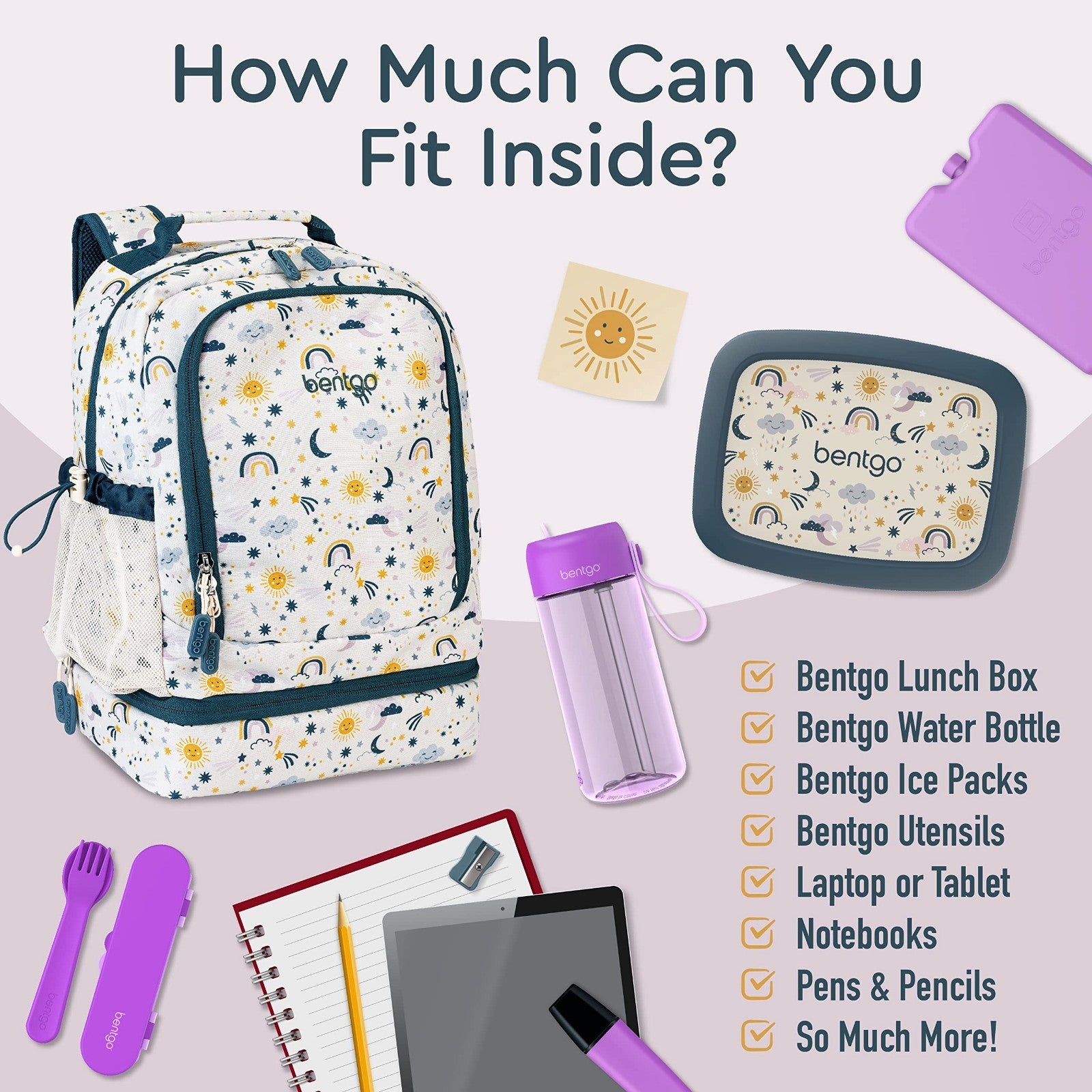 Kids 2 in 1 Backpack & Insulated Lunch Bag Set with Padded Straps   Durable & St3