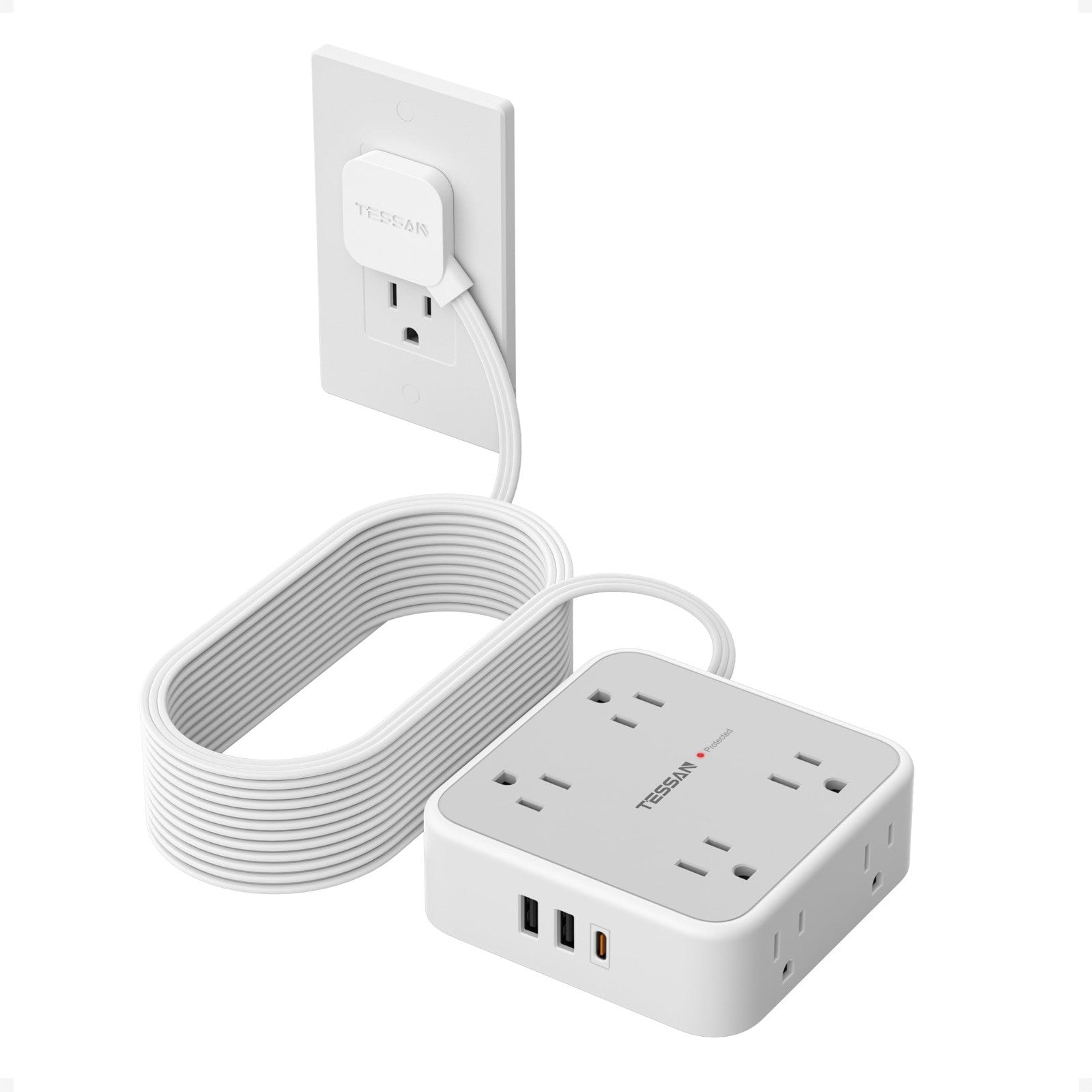 25 Ft Surge Protector Power Strip, 900J Surge Protection, 6 Outlets, Grey1