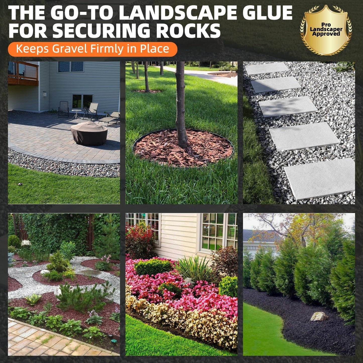 1 Gallon Landscape Adhesive, Ultra-Stick Mulch & Gravel Binder, Non-Toxic Spraye3