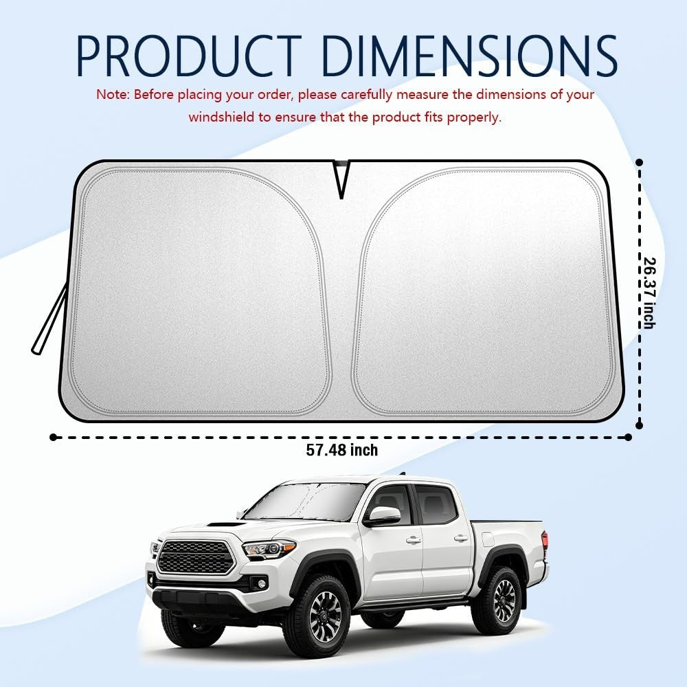 Foldable Car Windshield Sun Shade - 2026 Upgrade, Fits Toyota Tacoma 2016-2026,2