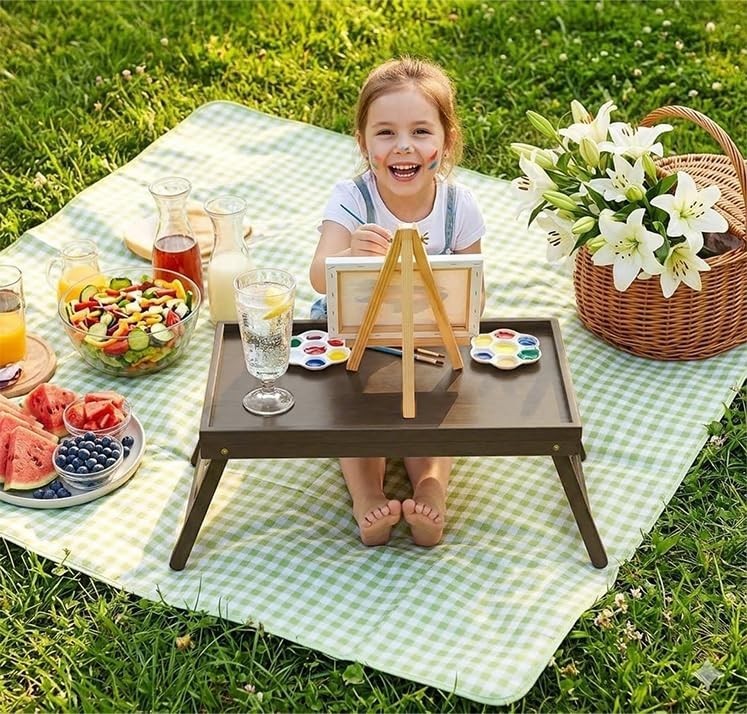 Foldable Bamboo Bed Tray Table for Breakfast, Laptop, Snack & Work - Brown4