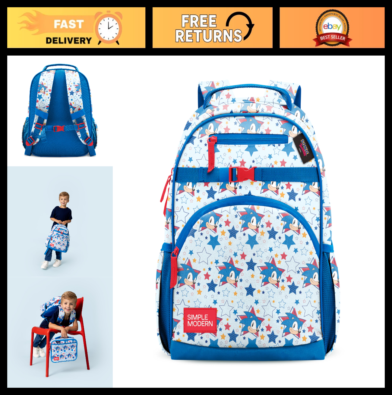 Kids Sonic the Hedgehog Backpack 18L for School | Boys & Girls School Bag0