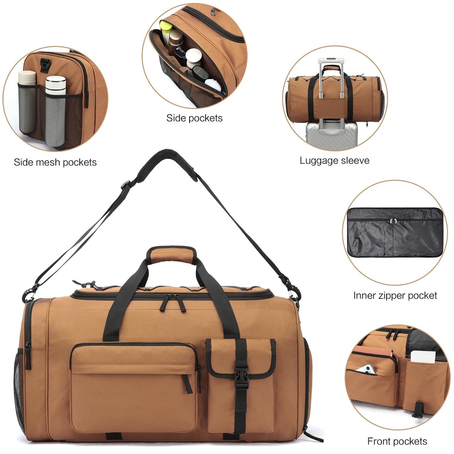 Large 70L Duffle Bag Backpack for Travel, Heavy Duty Gym Bag with Shoe Compartme4