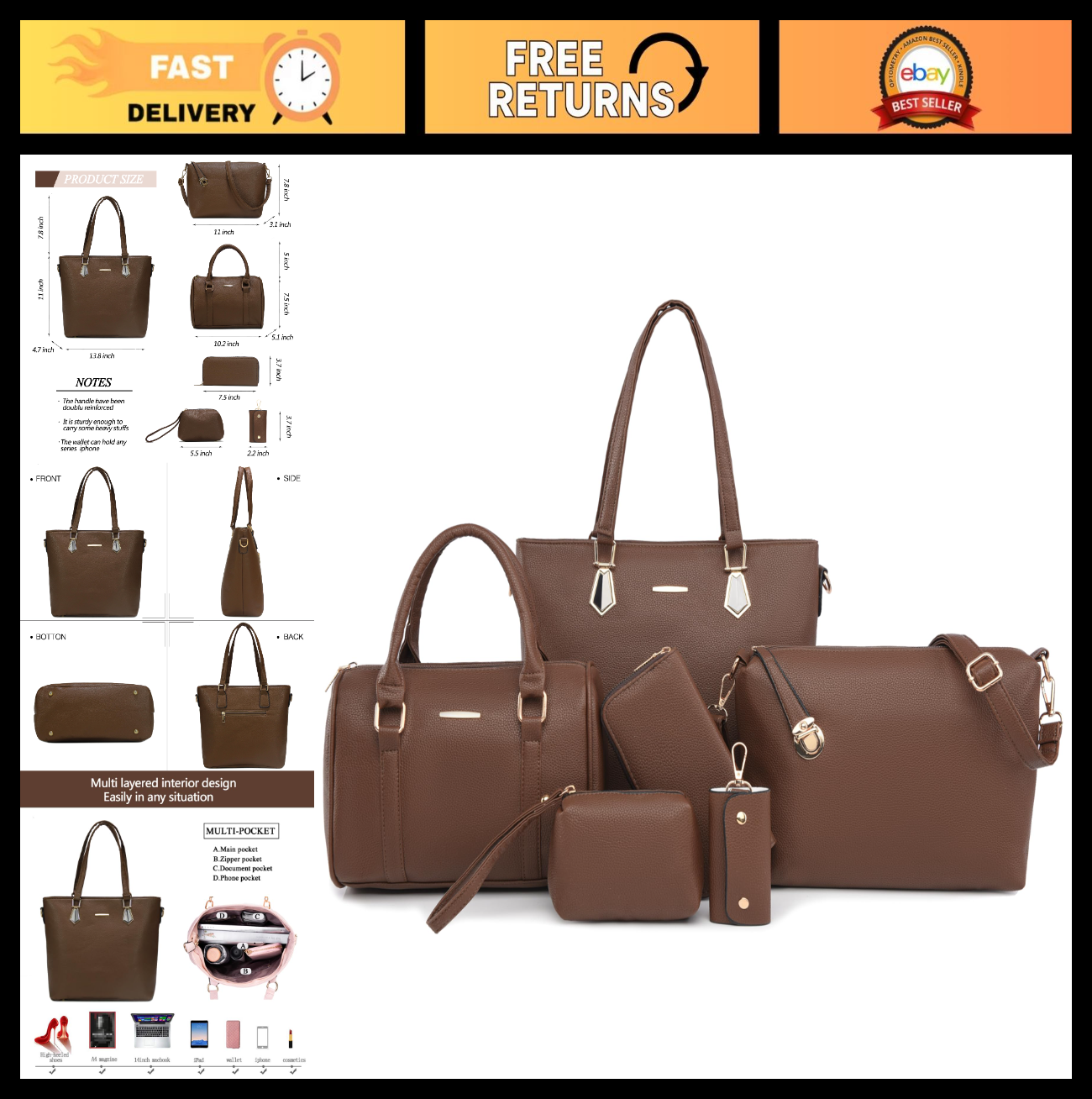 Stylish Designer Handbags for Women - Satchel Shoulder Tote Top Handle Purse0