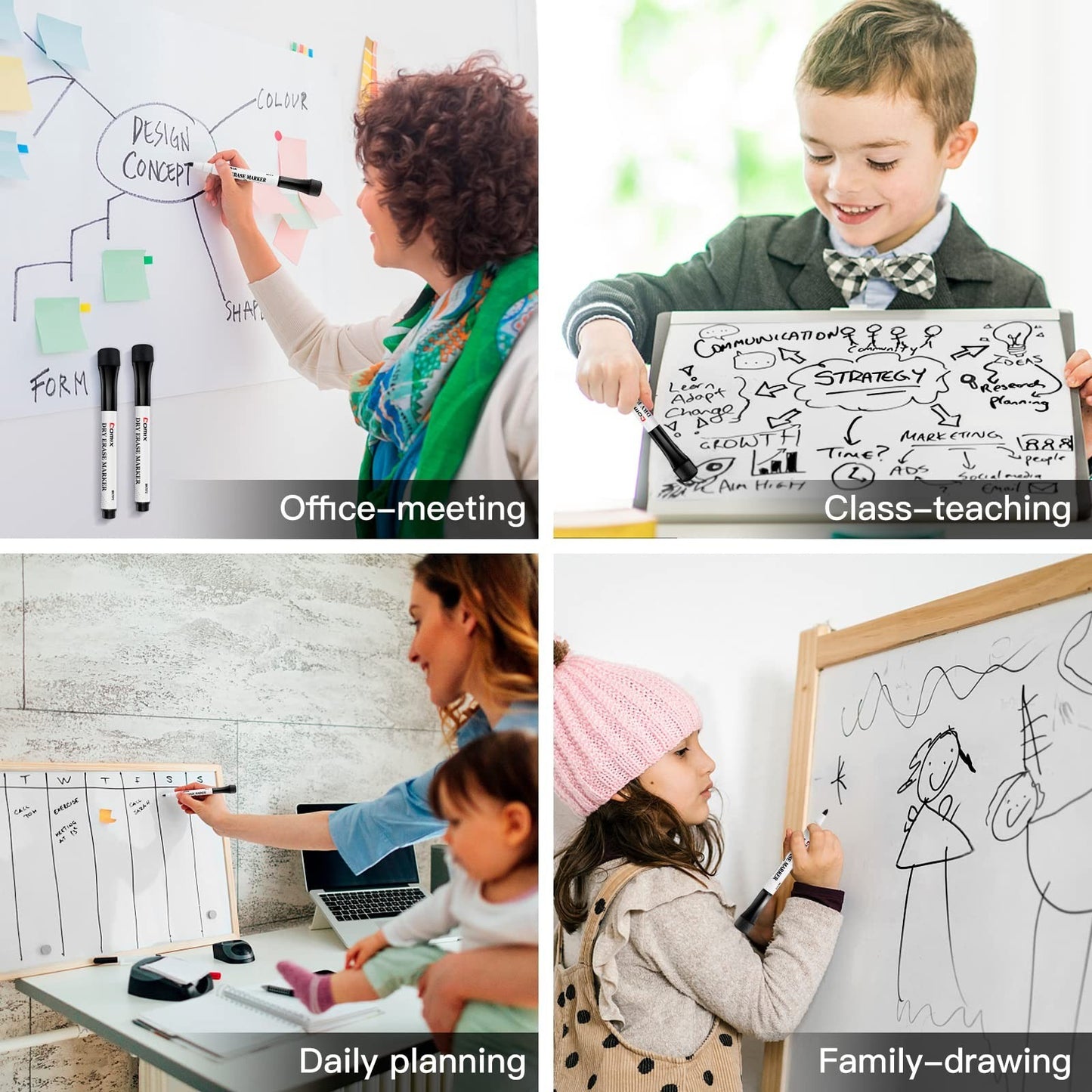 Magnetic Dry Erase Markers Set - 144 Fine Tip, Low Odor, Eraser Caps, Classroom5