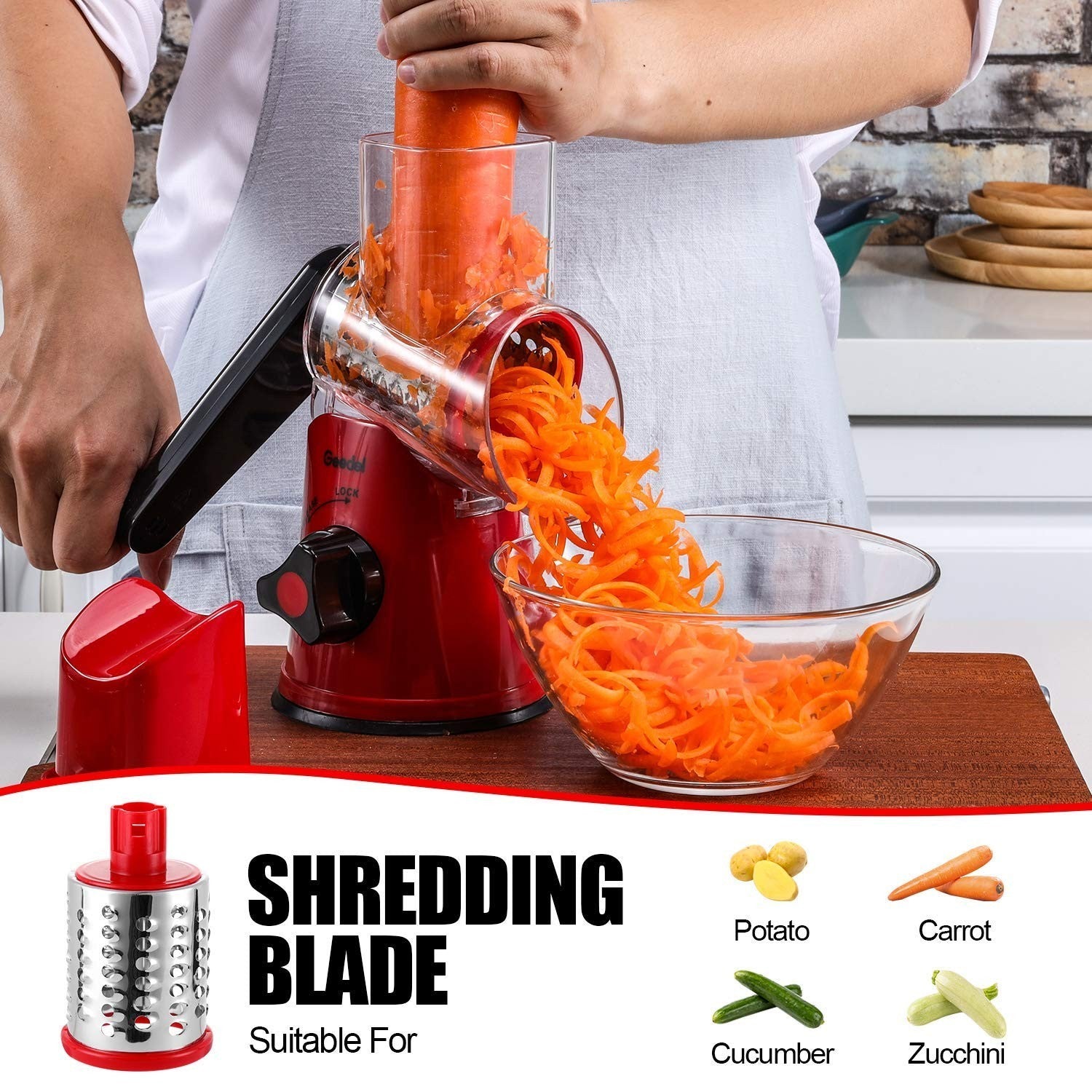 Rotary Cheese Grater & Vegetable Slicer with 2 Blades   Easy Clean Kitchen Tool5
