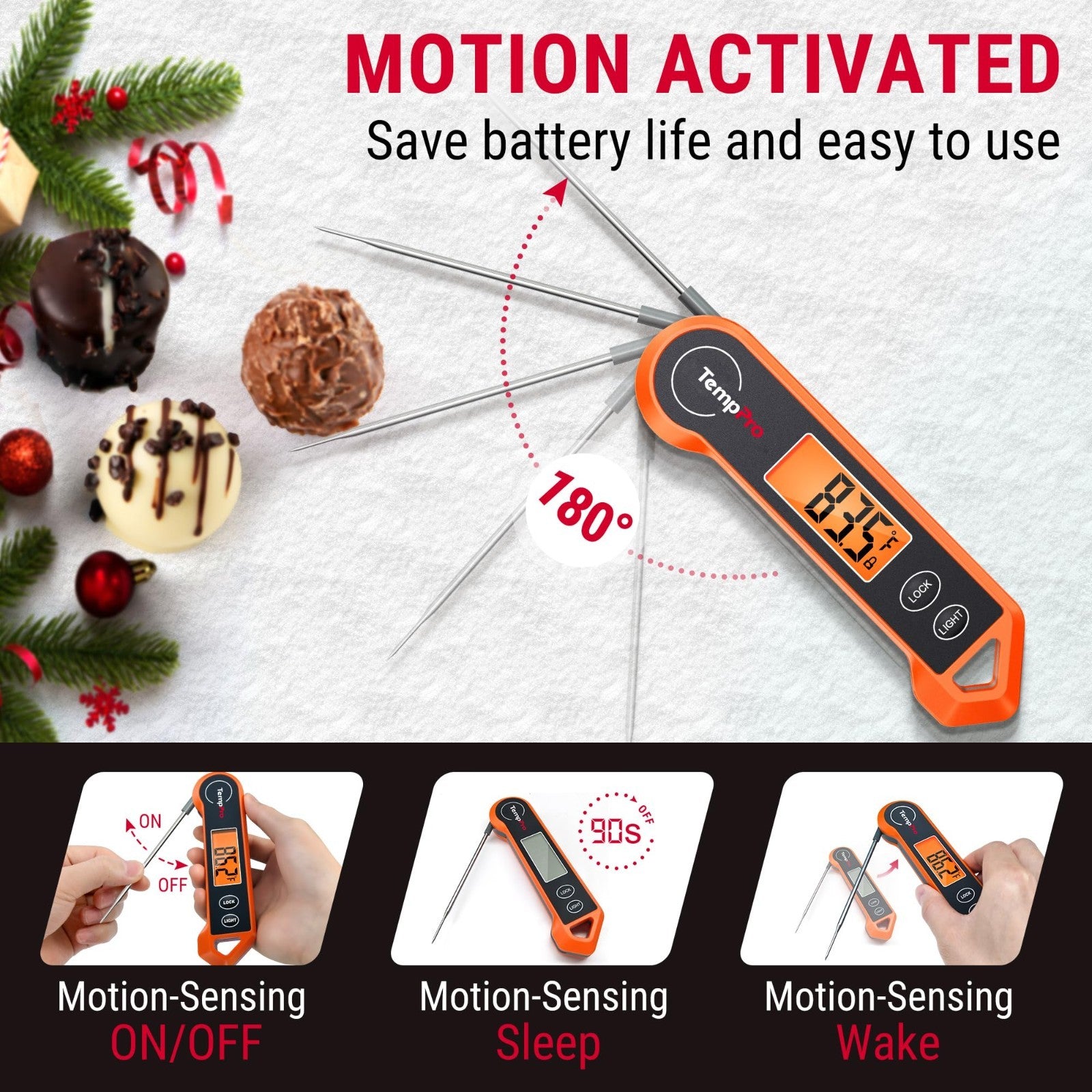 Instant Read Digital Meat Thermometer | 1 Sec Cooking Thermometer for BBQ, Fryin4