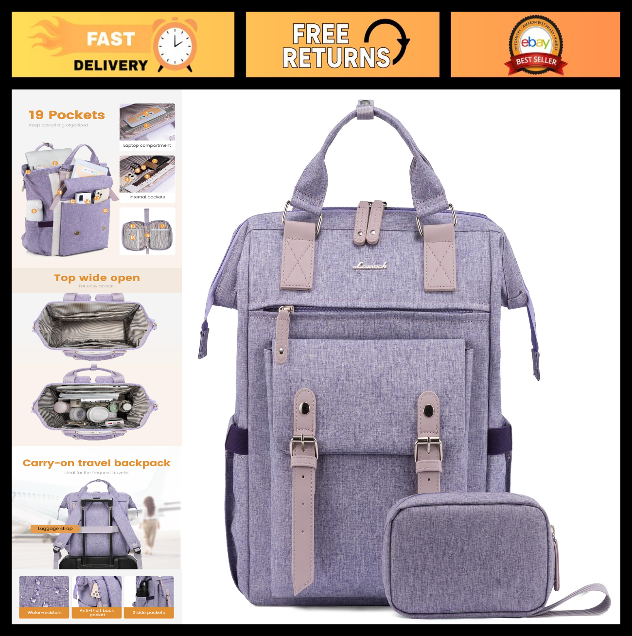 Stylish Laptop Backpack Purse for Women, Cute College Bookbag, 15.6" Daypack, Tr0