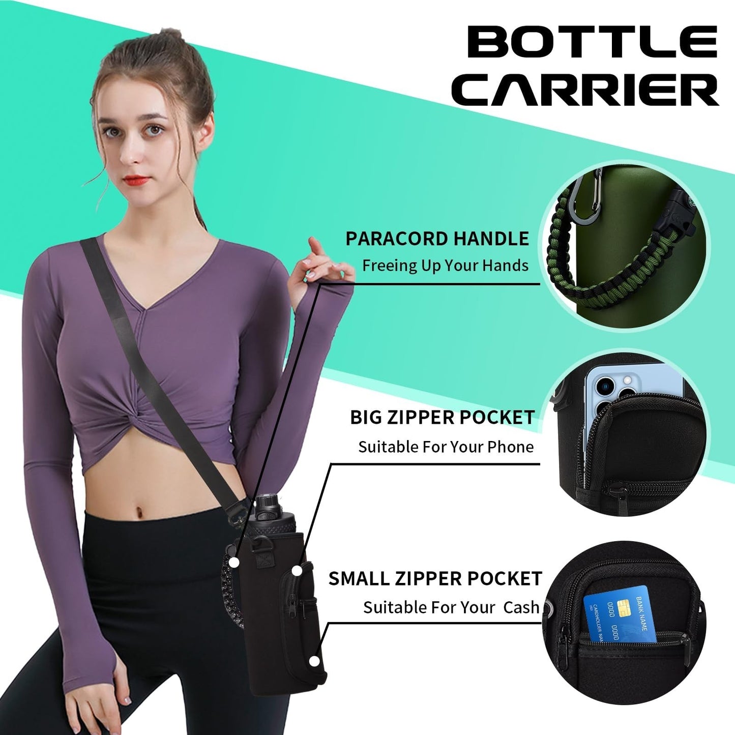 32 oz Insulated Water Bottle   Stainless Steel Vacuum Flask, Cold 48h, Hot 24h,6