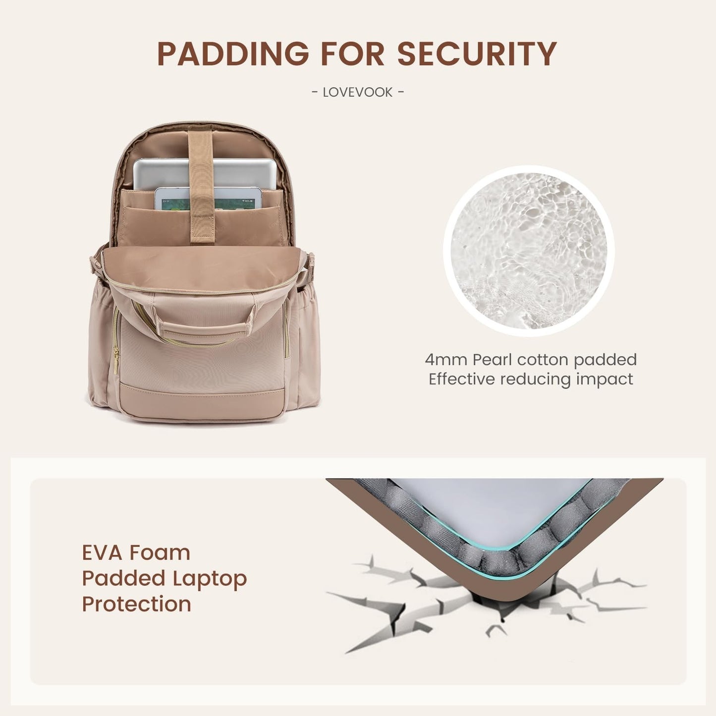 Stylish Waterproof Laptop Backpack for Women, 15.6" Large Capacity Travel Bag, P3