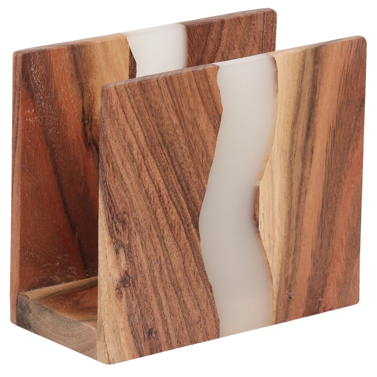 Rustic Acacia Wood & Epoxy Resin Napkin Holder - Farmhouse Kitchen Organizer 6x51