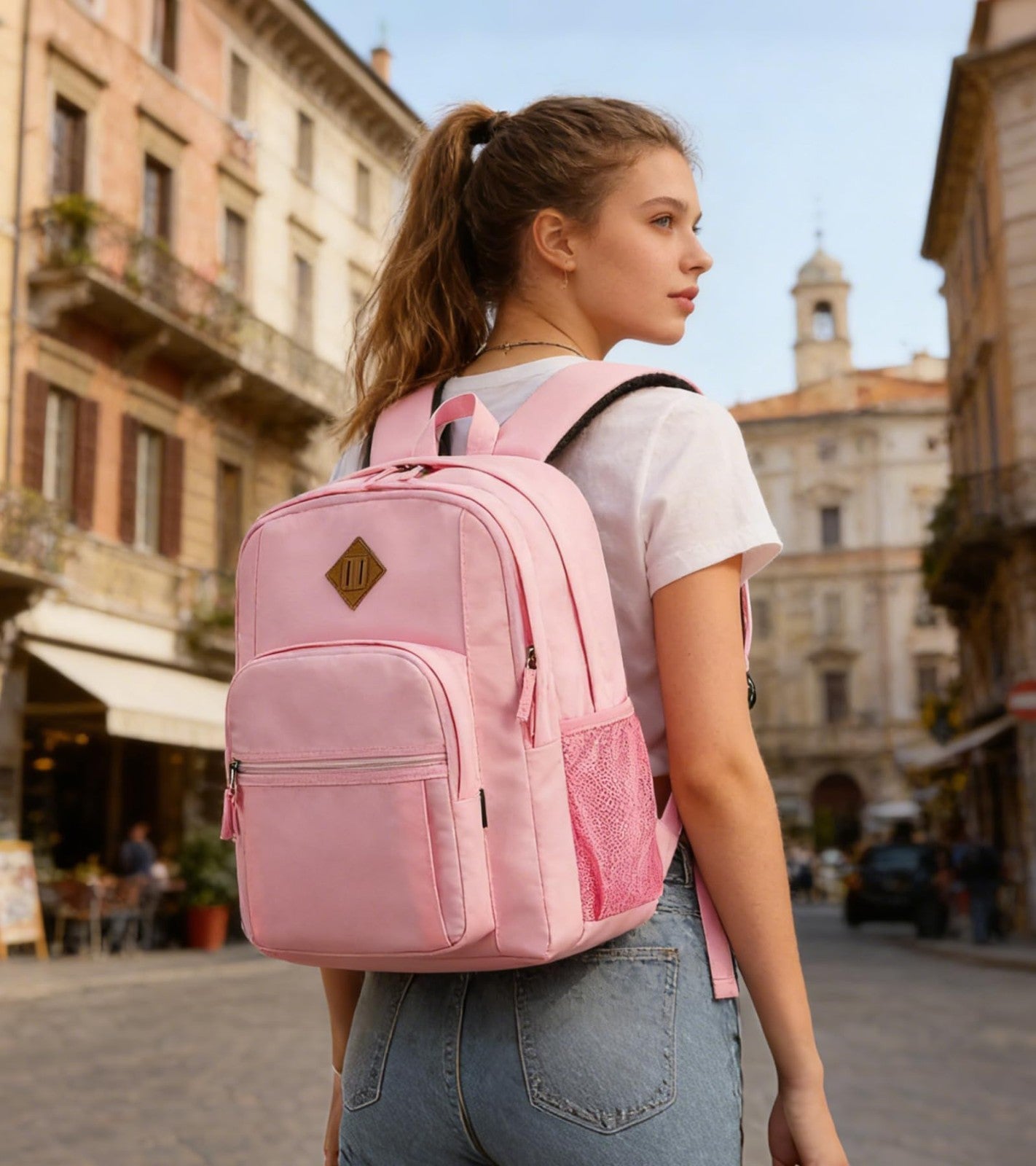 Solid Color Girls Backpack   Water Resistant School Bag for College & Travel   L2