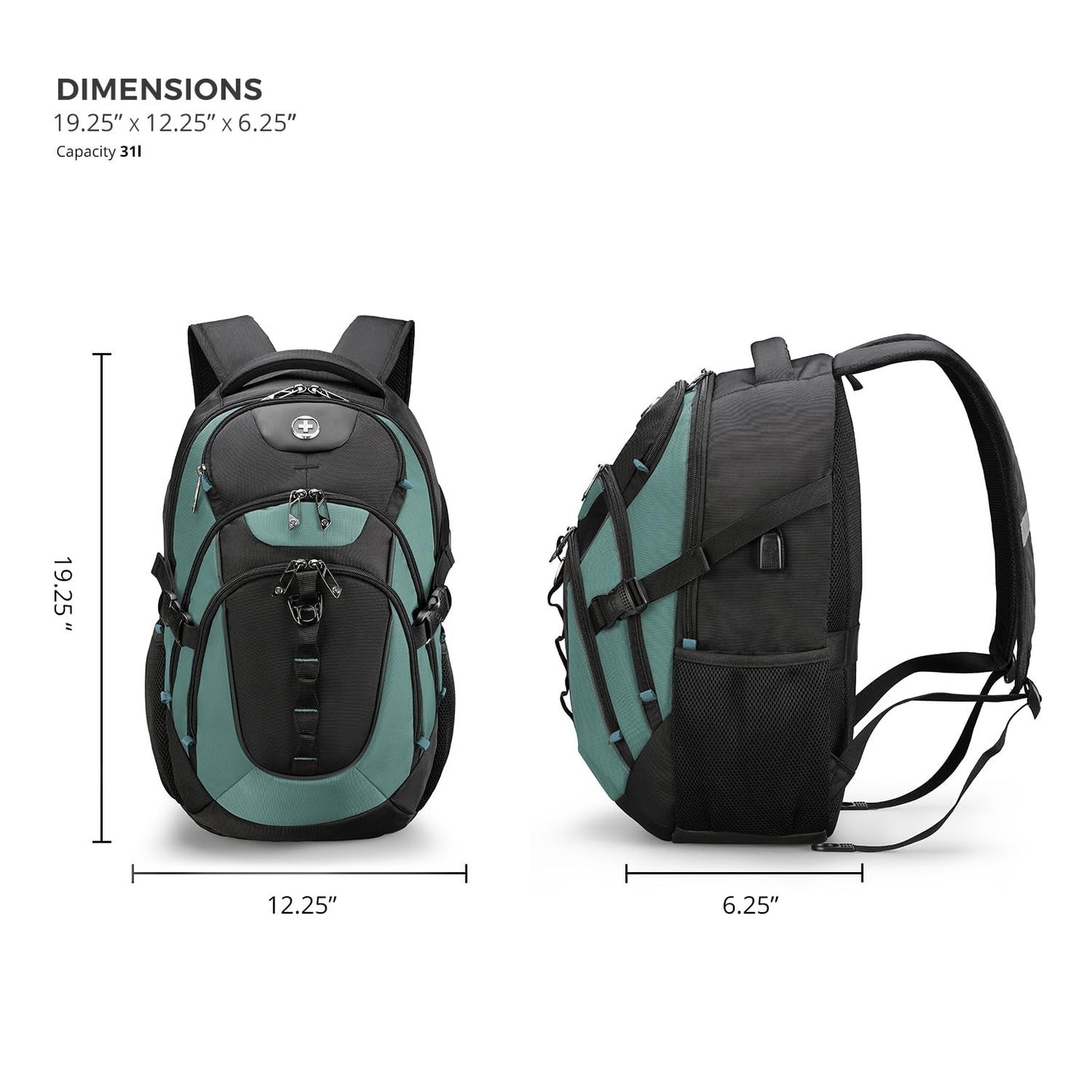 Stylish Laptop Backpack with USB Charging Port, Fits 15.6" Computer, 31L Travel6