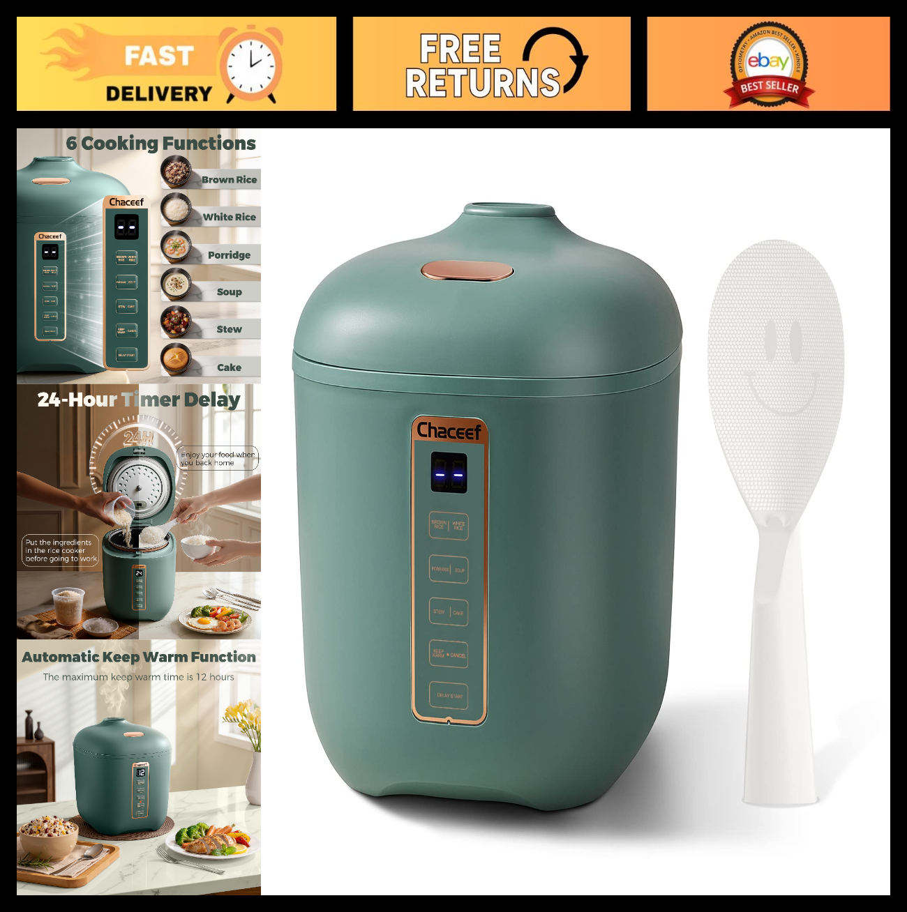 Compact 2-Cup Rice Cooker, Portable Non-Stick Travel Rice Maker, BPA Free, Smart0