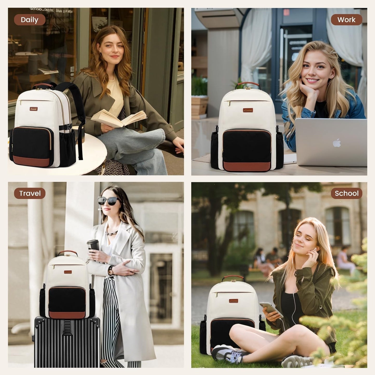 Stylish Leopard Print Laptop Backpack for Women, 15.6" Waterproof Travel Bag, La6