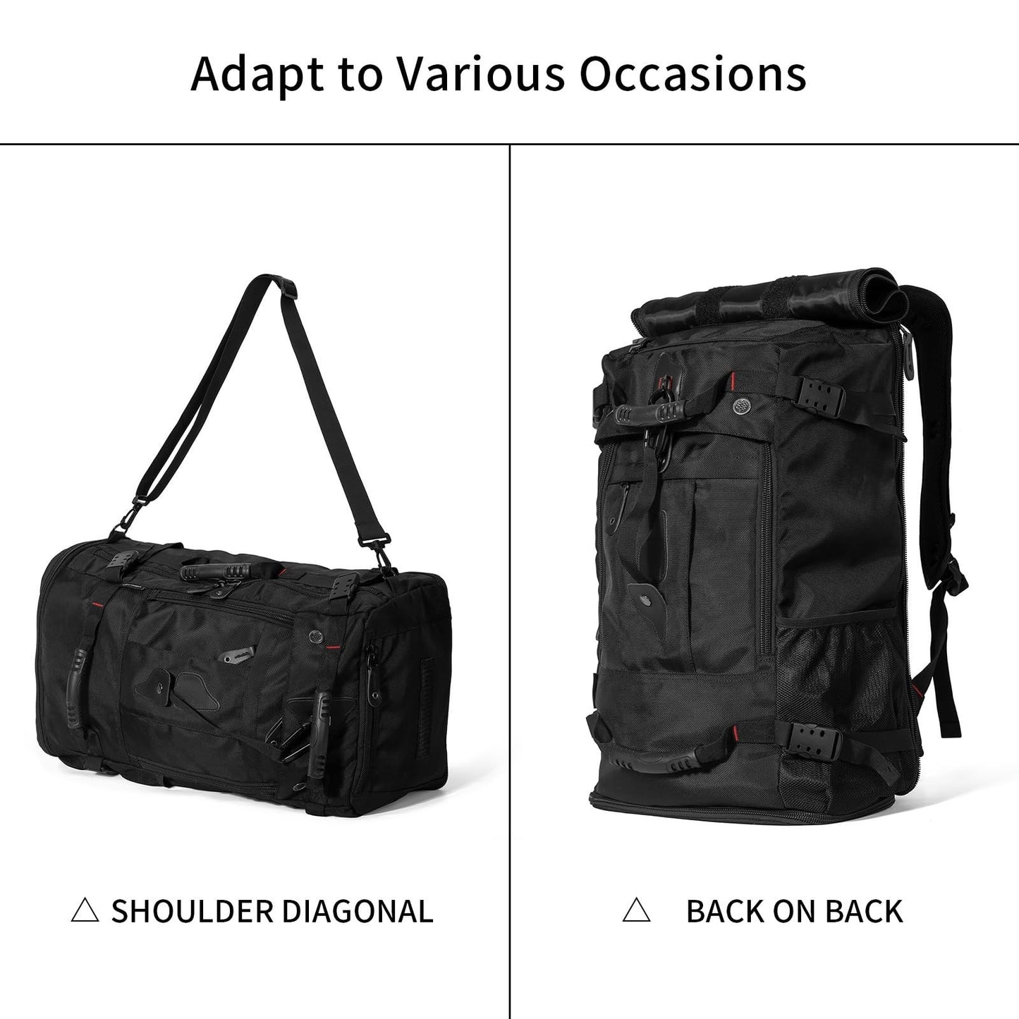 Large Capacity Travel Hiking Sports Backpack Duffle Bag 45L Convertible Laptop B7