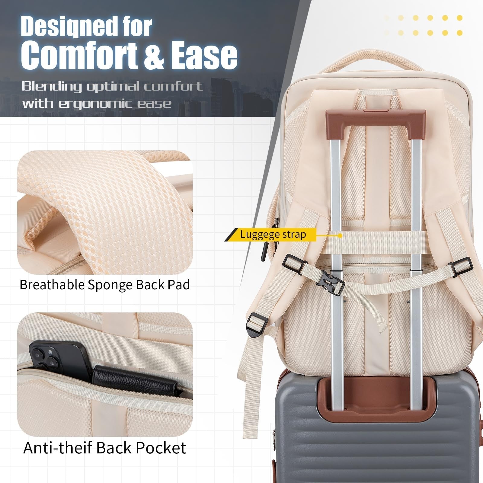 42L Travel Backpack with 4 Packing Cubes, TSA Approved, Water-Resistant Carry-On3