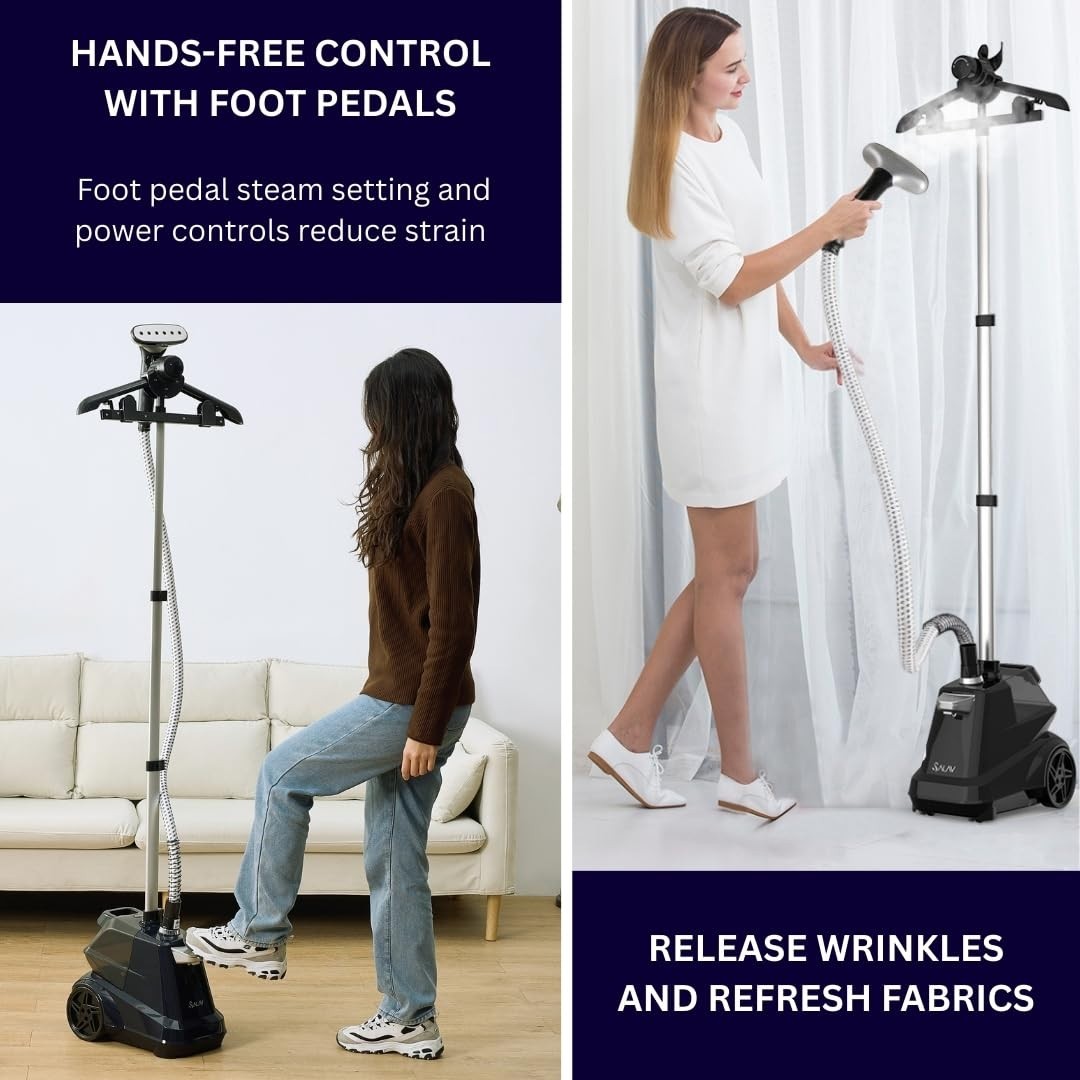 Heavy Duty Commercial Garment Steamer, 1800W, 3L Water Tank, Foot Pedals, Navy4