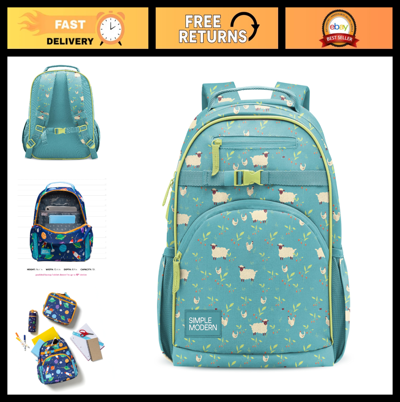 Kids School Backpack 12L - Cute Sheep Design for Toddlers & Preschoolers, Fits L0