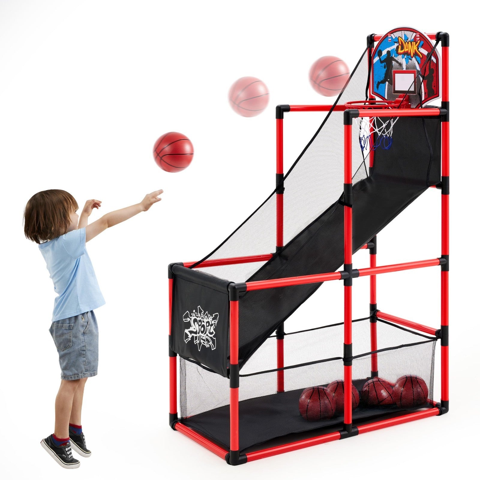 Indoor Arcade Basketball Game Set for Kids 3+, Easy Setup Sports Toy with 4 Ball1