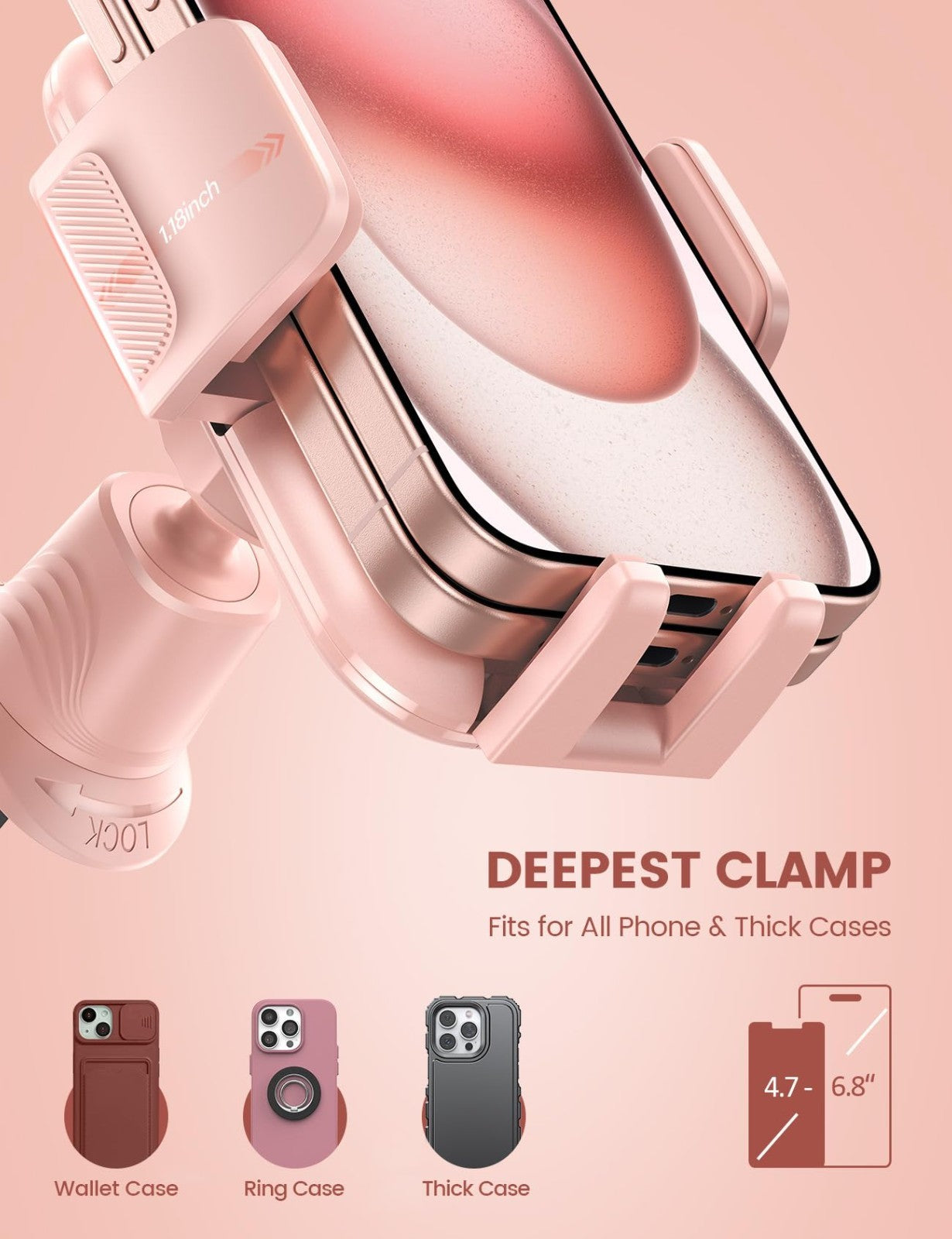 Wider Clamp Car Phone Holder Vent Mount   Compatible with Thick Cases, Hands Fre1