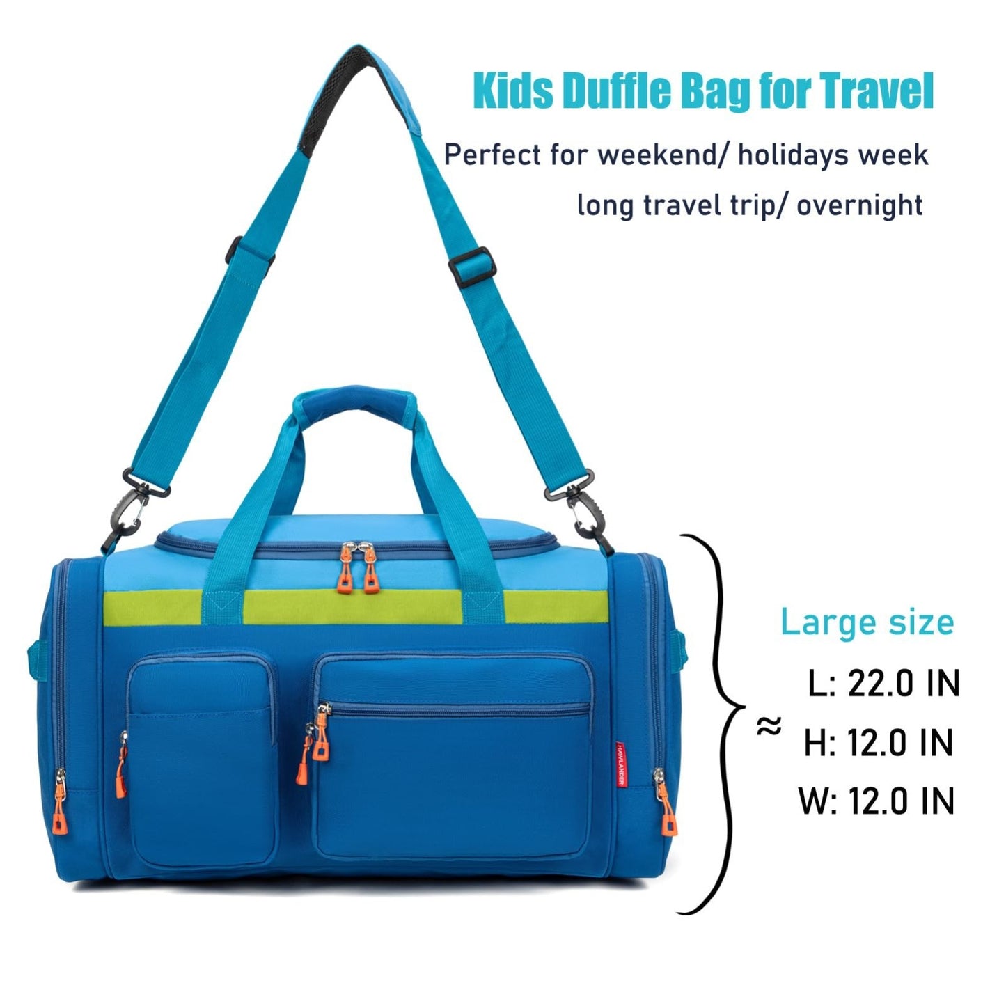 Spacious Kids Duffle Bag for Travel & Weekend Getaways, 22" x 12" x 12", Durable4