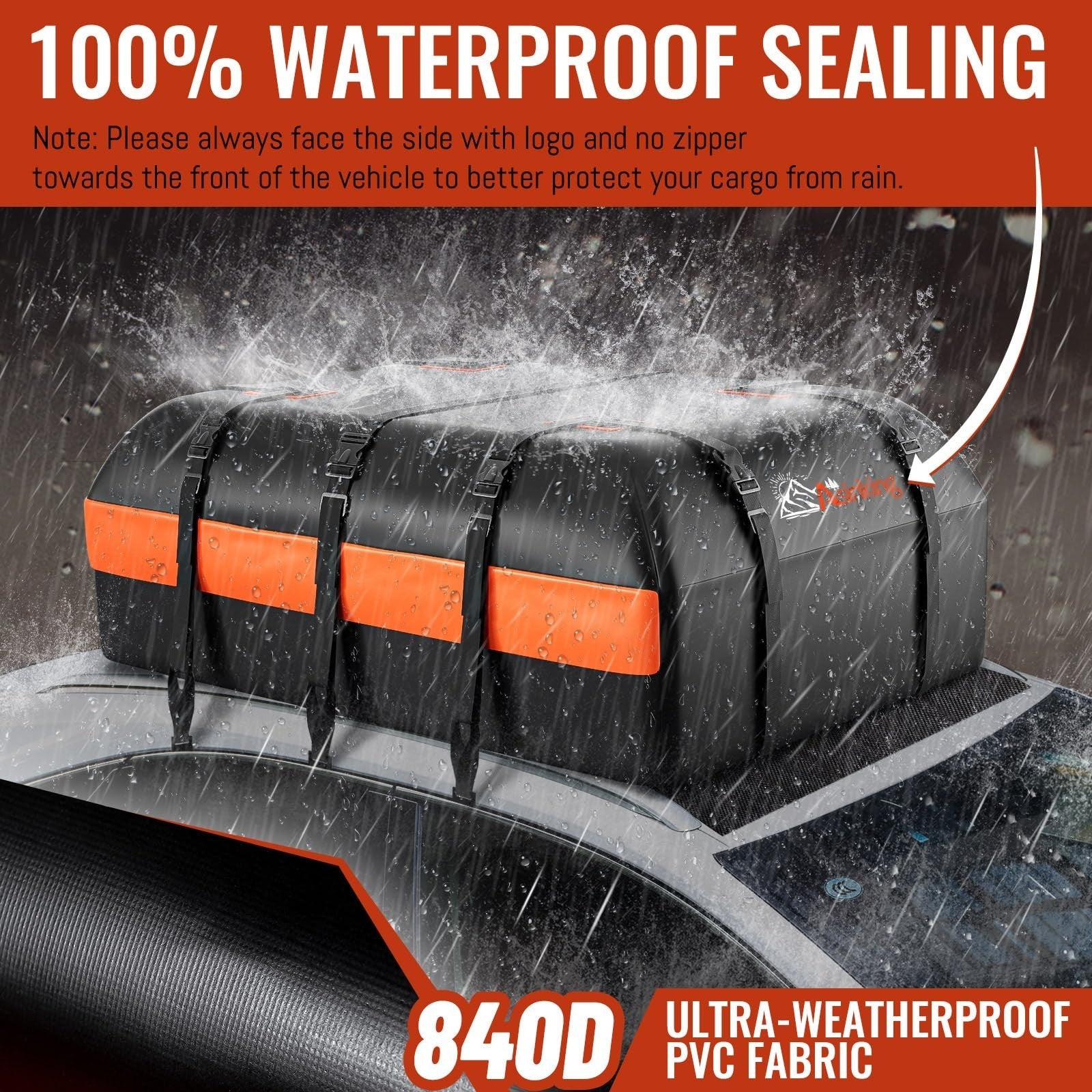 Waterproof Rooftop Cargo Carrier Bag 16 Cu Ft - Large Capacity Luggage Storage f2