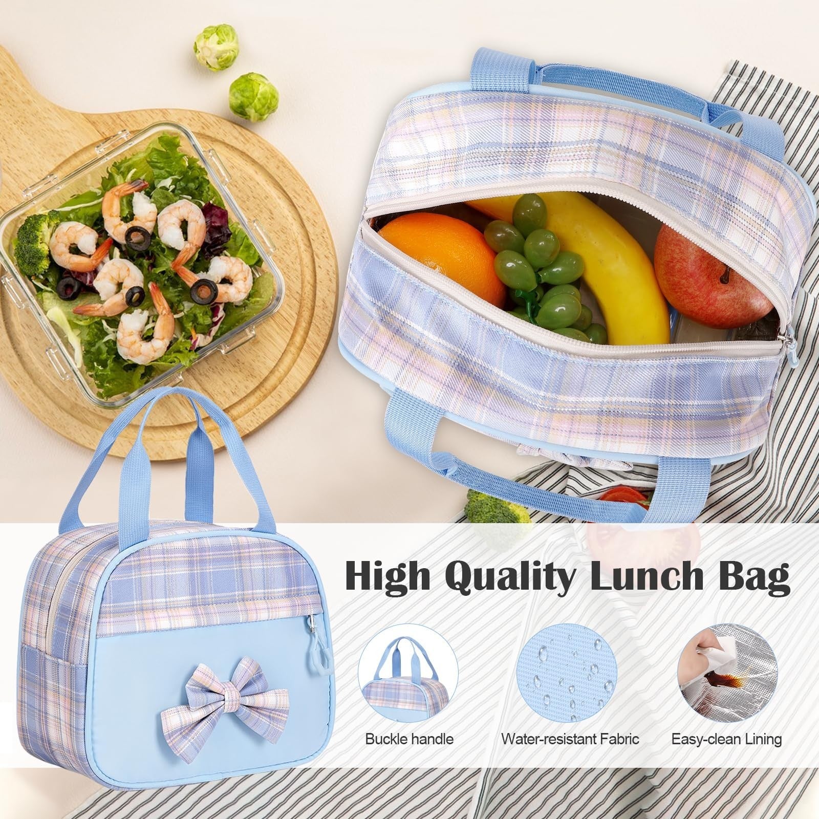 Cute Bow Backpack for Girls, School Bag Set with Lunch Bag & Pen Case, Stylish6