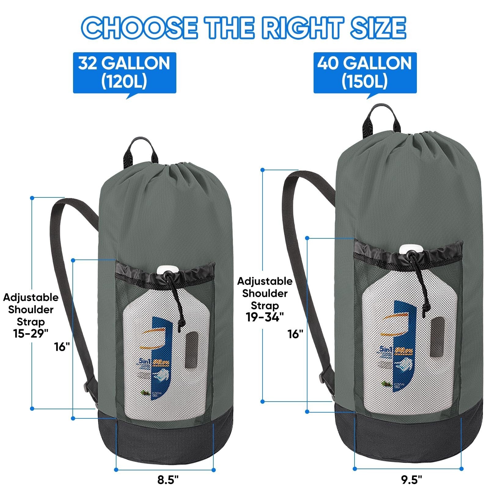 Large 120L Laundry Backpack Bag - Durable Oxford Fabric, Shoulder Straps & Mesh2