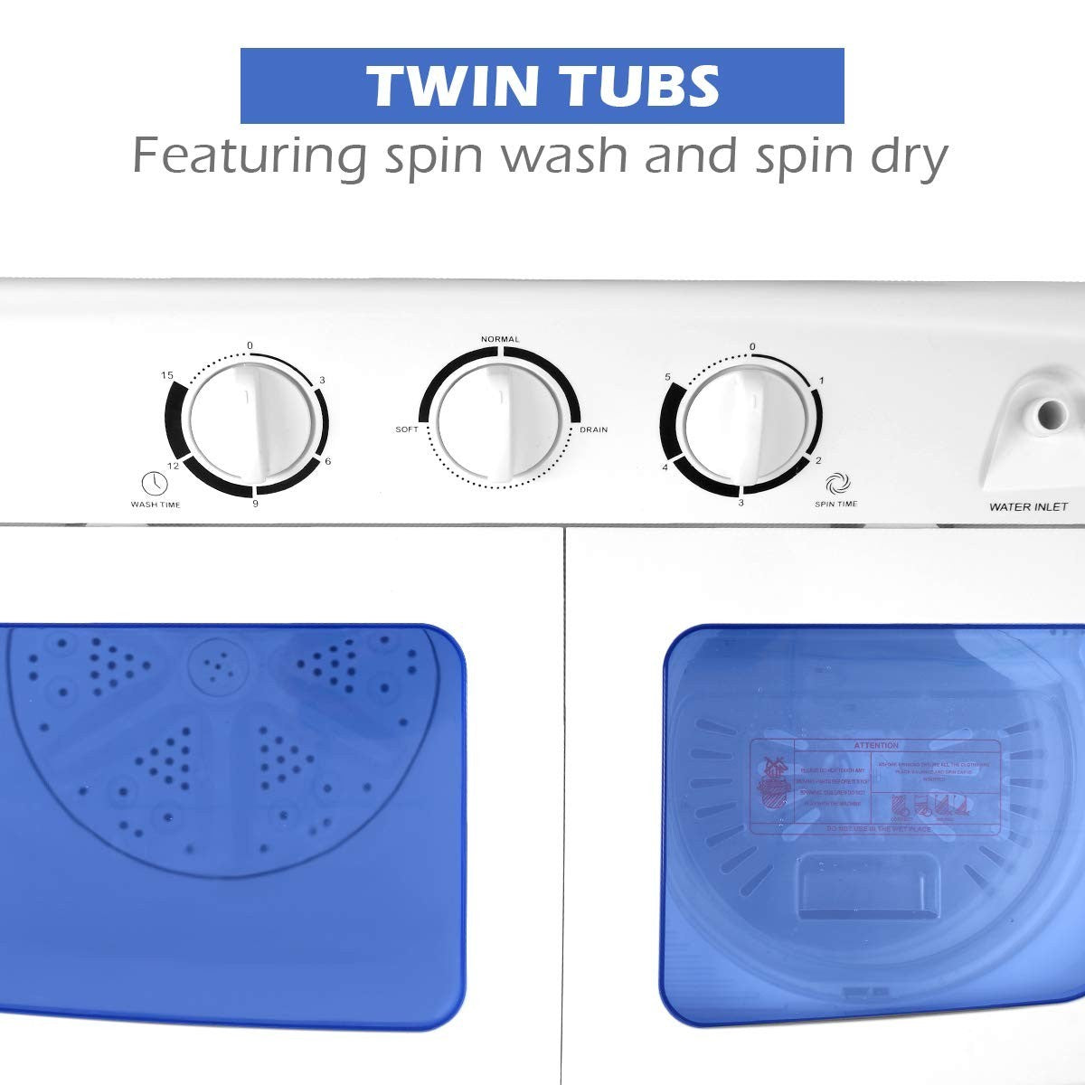 Compact Twin Tub Washing Machine 20lbs Mini Washer & Spinner   Portable Laundry5