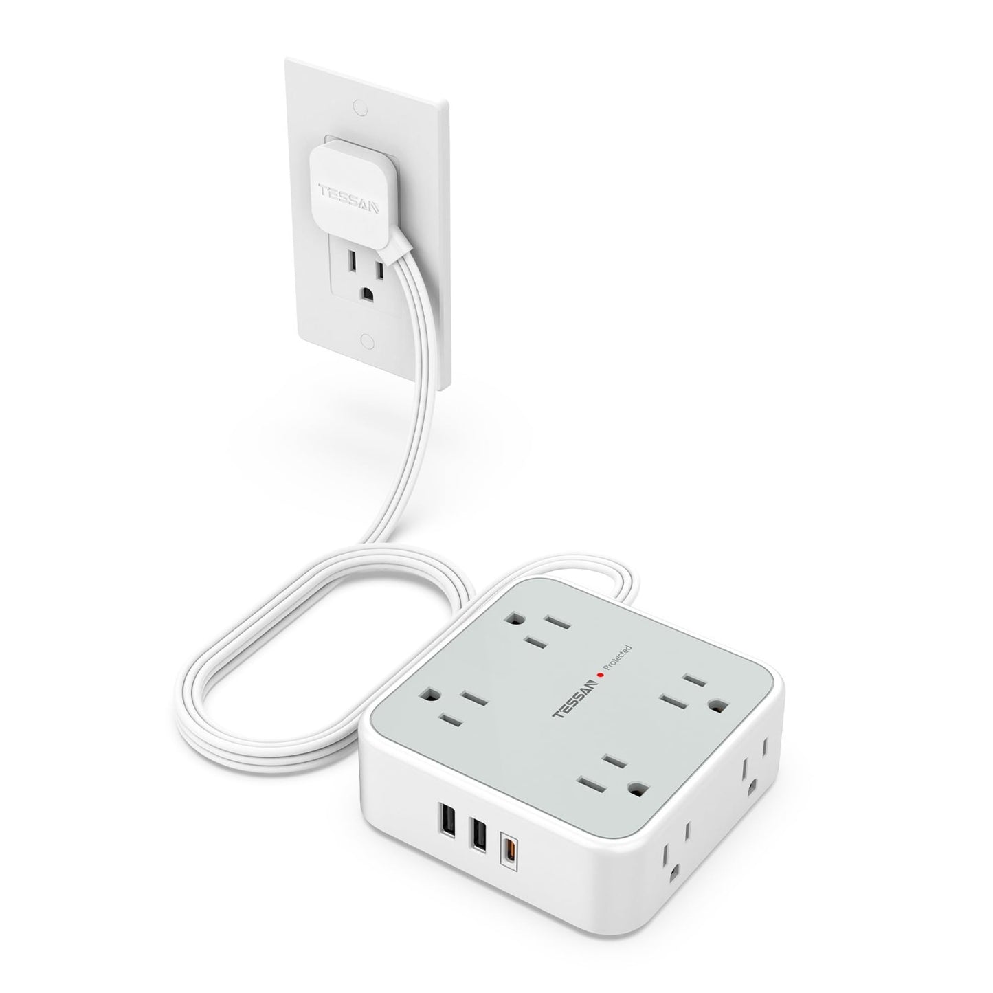 Surge Protector Power Strip 900J Protection, 5 Ft, 6 Outlets, Grey Color1