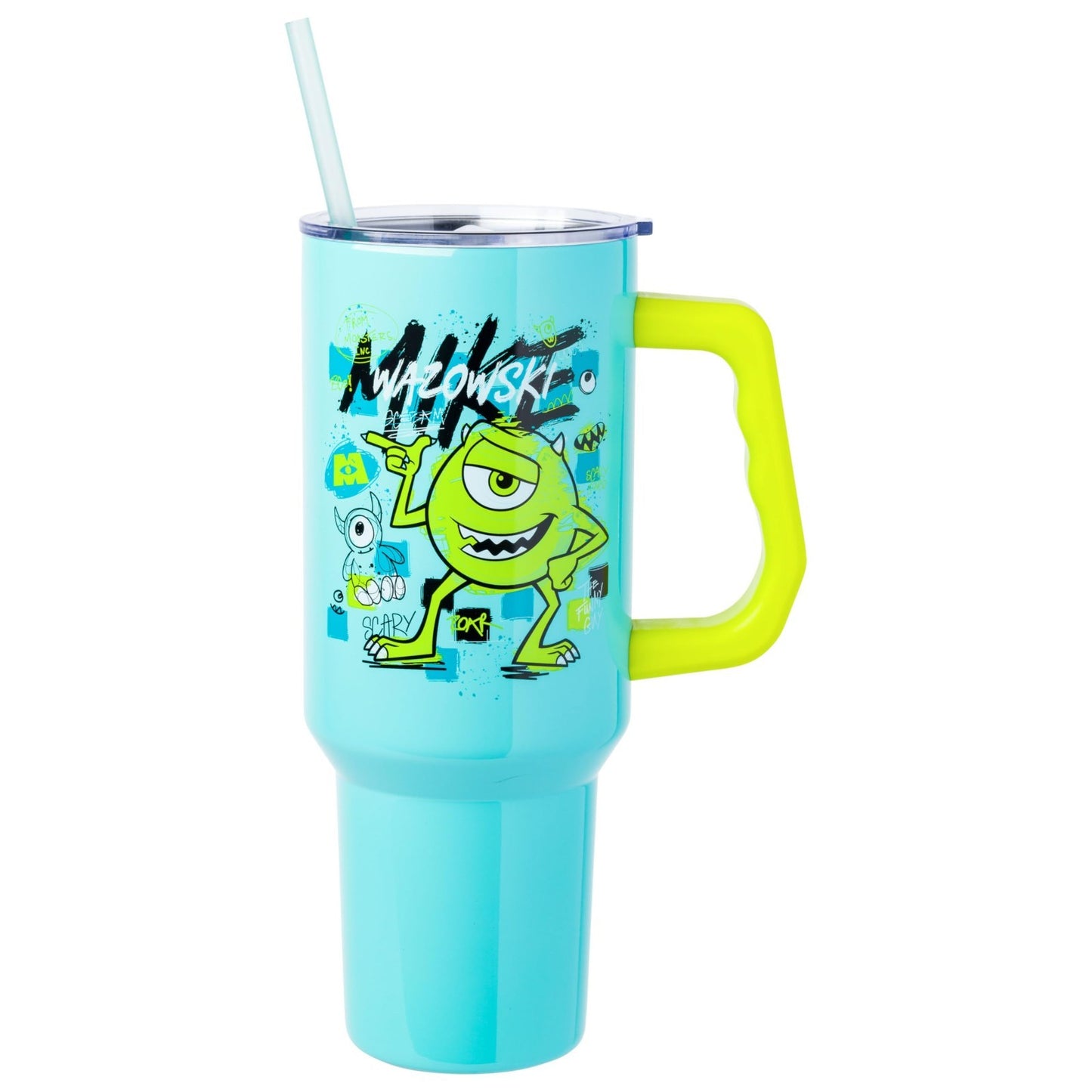 40oz Double Walled Stainless Steel Tumbler with Handle   Mike Wazowski Design, F1