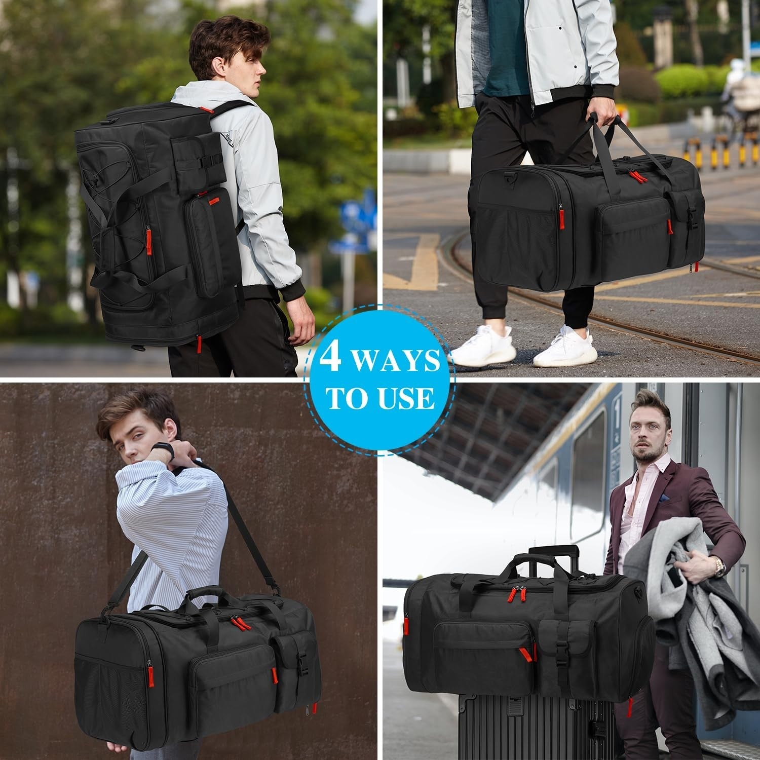 Large 70L Duffle Bag Backpack for Travel   Heavy Duty Gym Bag with Shoe Compartm2